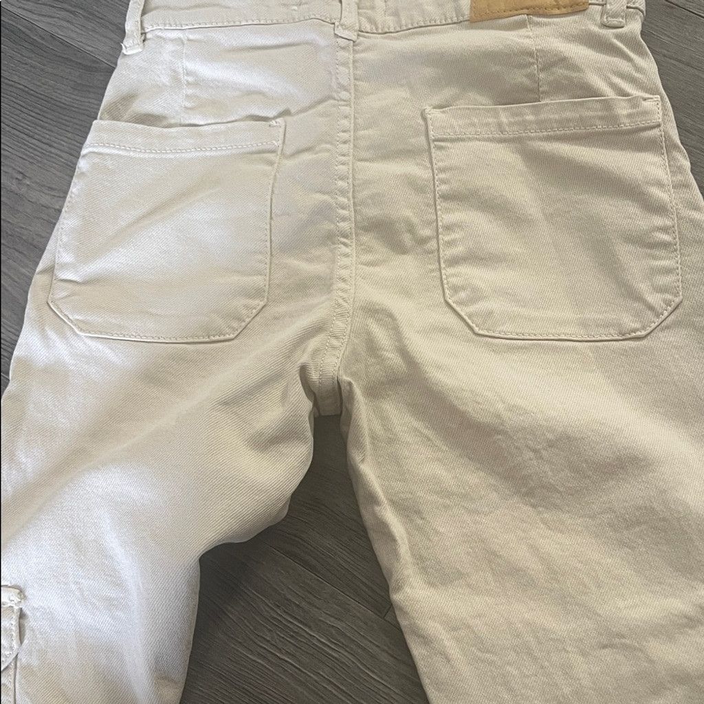 Zara Zara Women's Cream Flare Cargo Jeans Size 31" - 7 Thumbnail