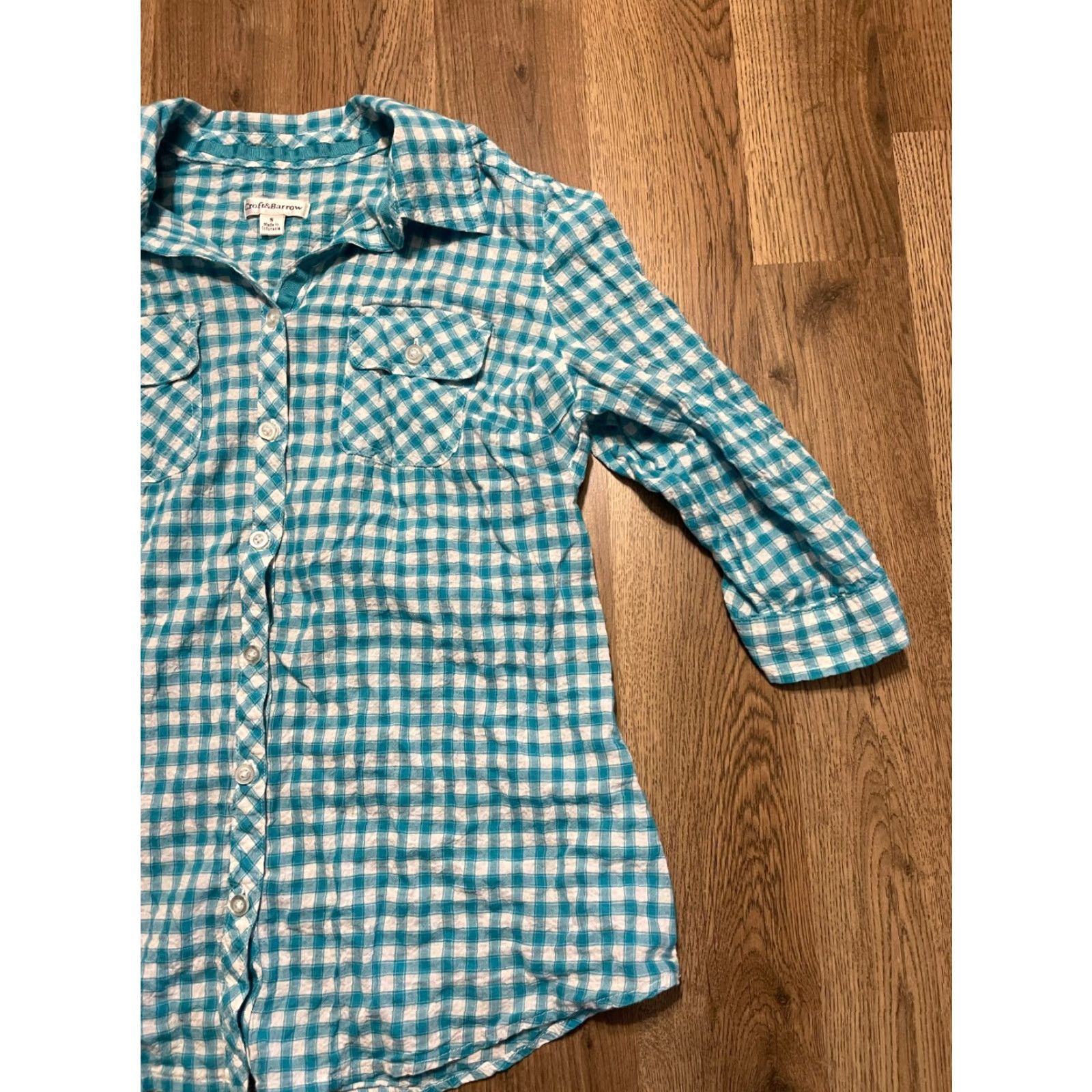Croft & Barrow Croft & Barrow Shirt Women's Small Blue White Plaid Button Up Long Sleeve Casual Modern Mens? No, Women. Size S / US 4 / IT 40 - 4 Thumbnail