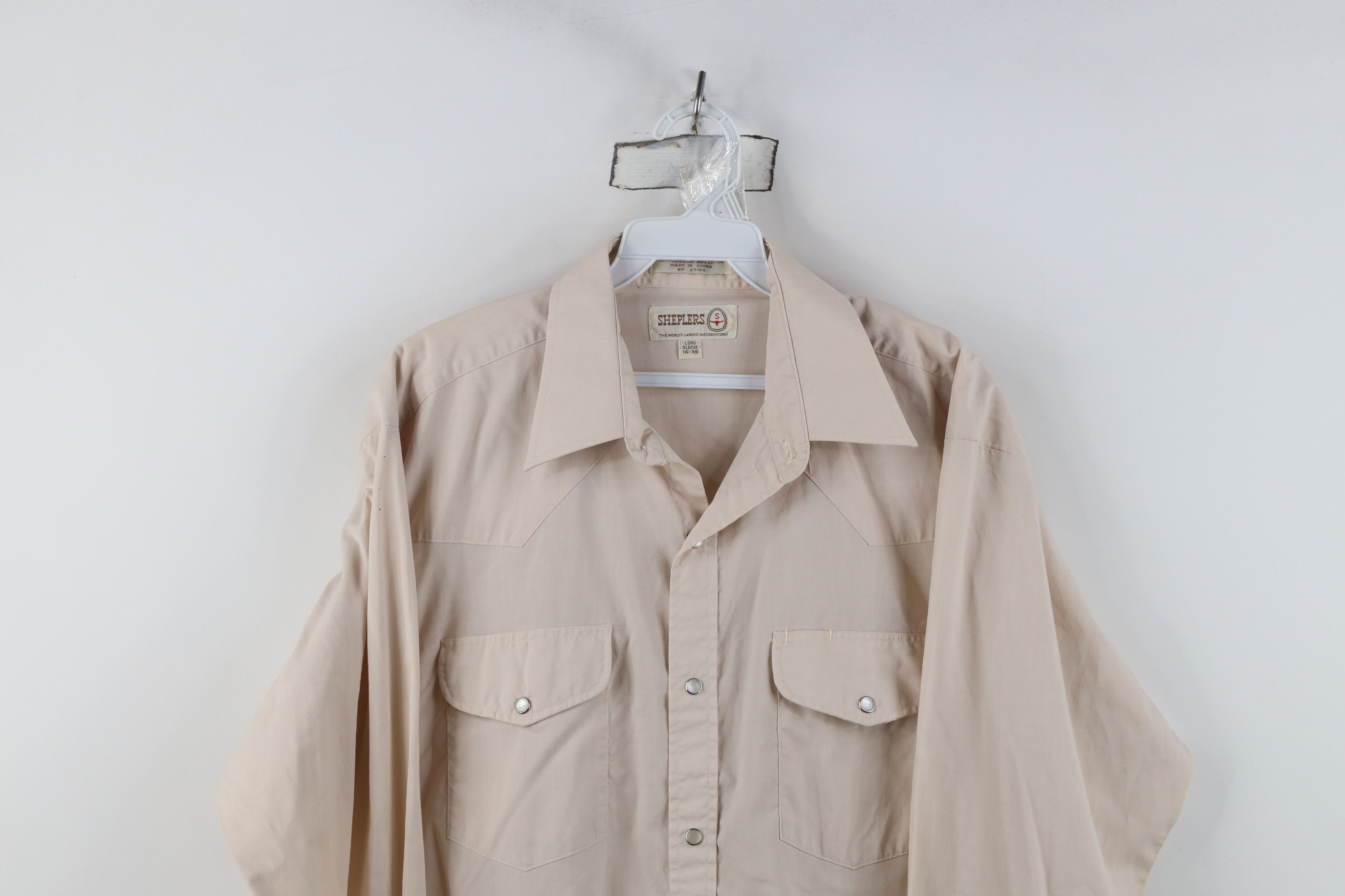 Vintage Vintage 70s Streetwear Cowboy Snap Button Shirt Beige Size US M / EU 48-50 / 2 - 2 Thumbnail