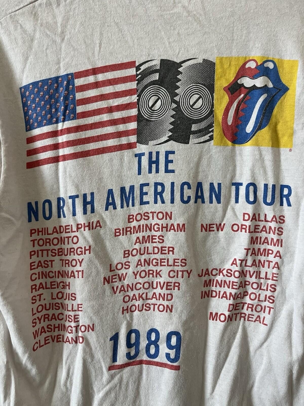 Fruit Of The Loom Vintage 1989 Rolling Stones Steel Wheels Tour T Shirt M/L Size US L / EU 52-54 / 3 - 6 Thumbnail