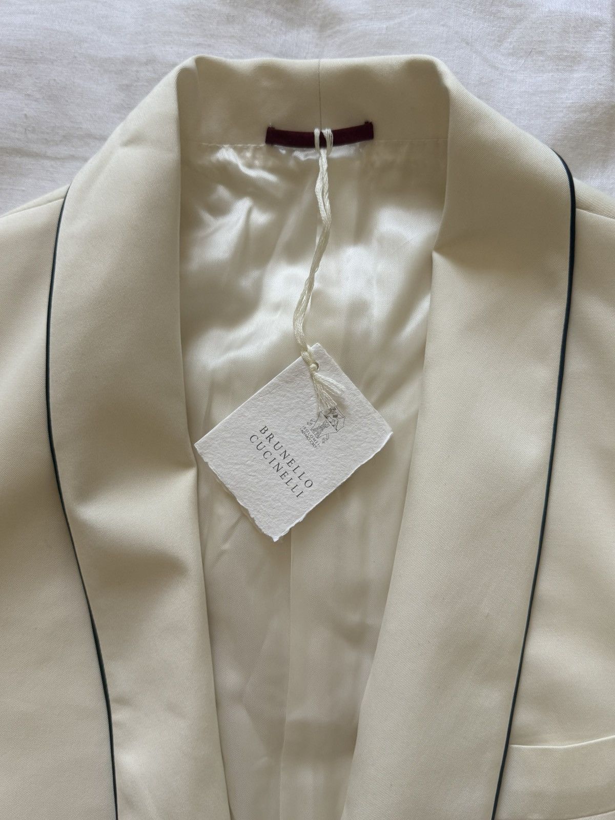 Brunello Cucinelli Brunello cucinelli off white silk formal blazer Size 48S - 10 Thumbnail