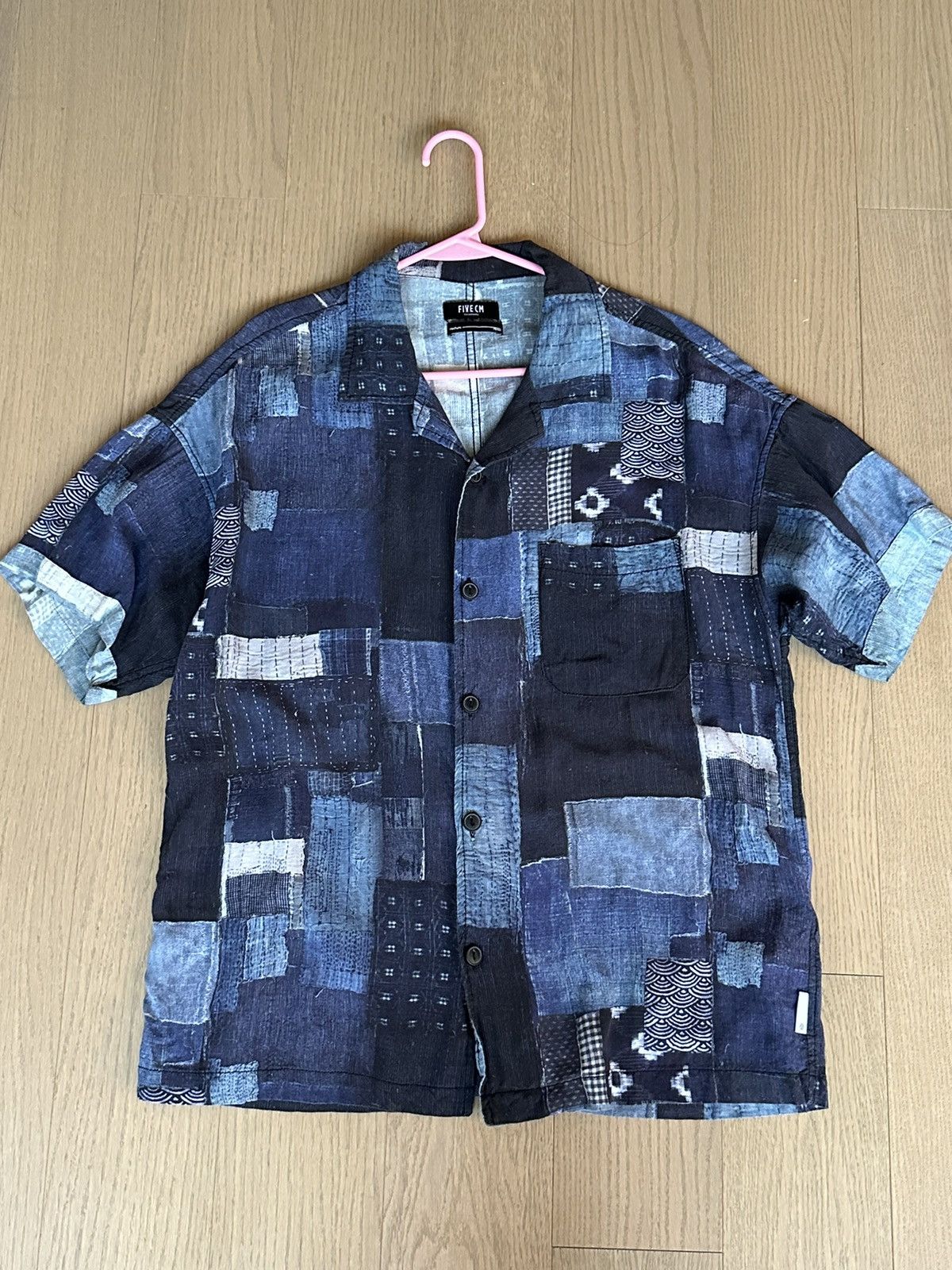 SSENSE FIVE CM Blue Patchwork Camp Collar Shirt Size US M / EU 48-50 / 2 - 1 Thumbnail