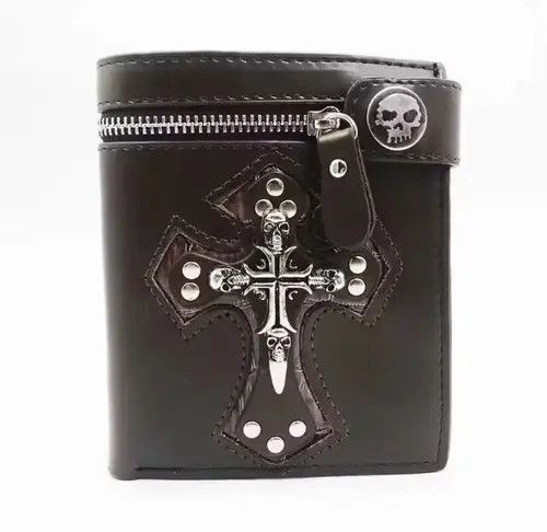 Other Brown Color PU Leather Punk Gothic Skull Cross Size ONE SIZE - 2 Thumbnail