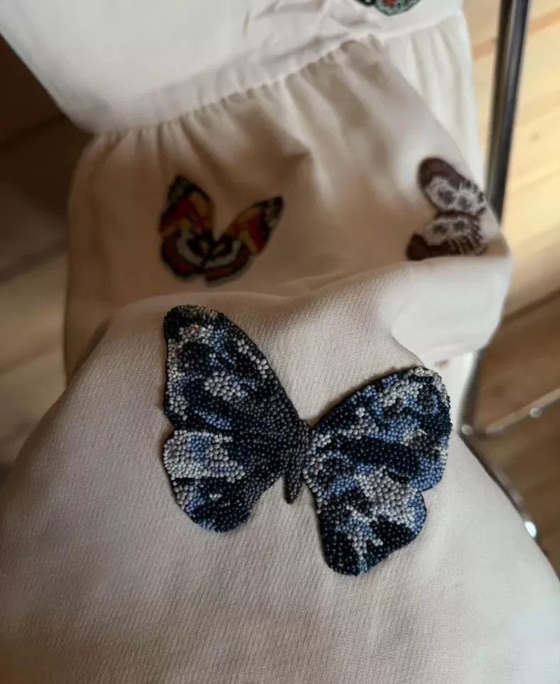 Valentino Valentino Off-white nail bead butterfly doll collar dress Size XS / US 0-2 / IT 36-38 - 5 Thumbnail