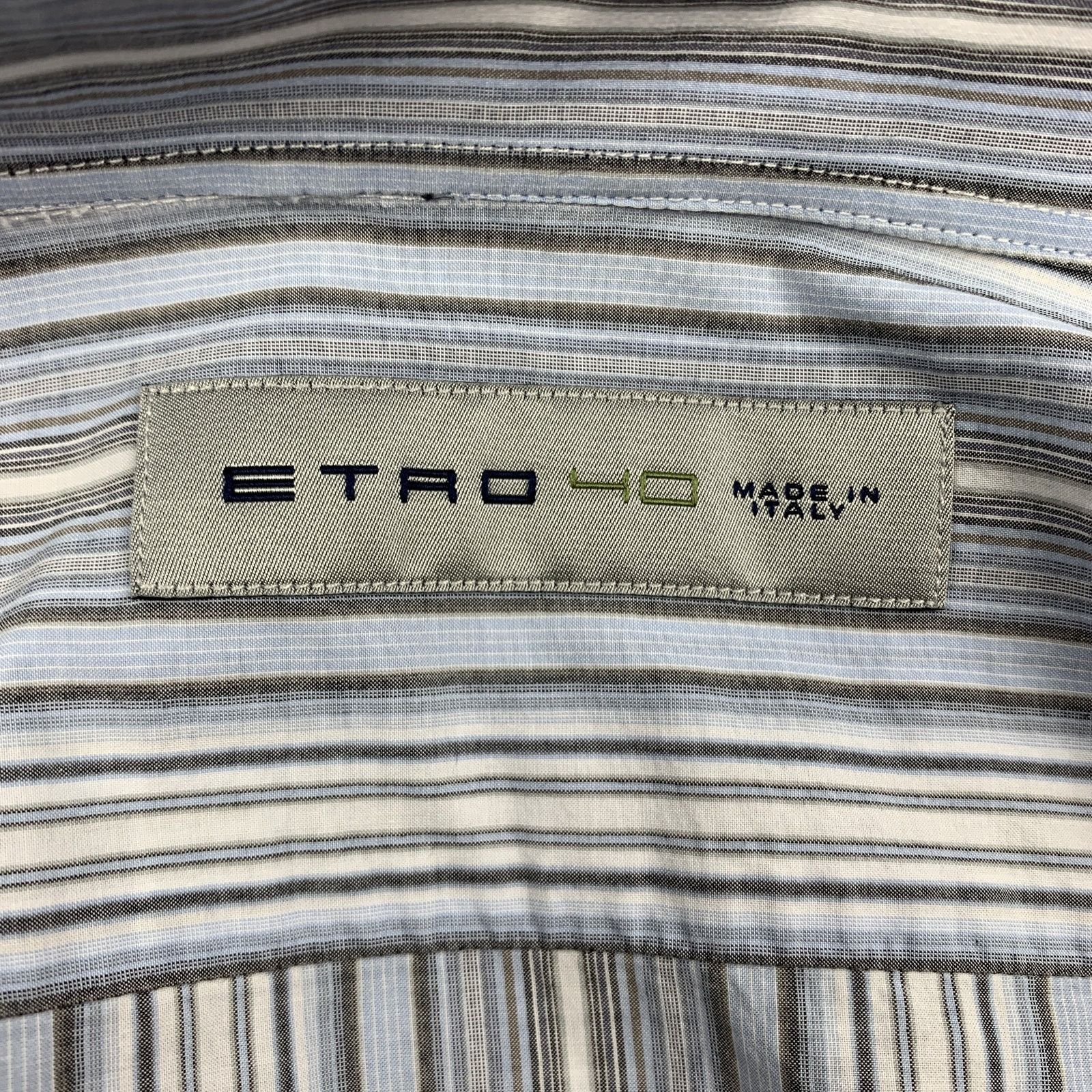 Etro ETRO M Blue & Grey Stripe Cotton Button Up Long Sleeve Shirt Size US M / EU 48-50 / 2 - 5 Thumbnail