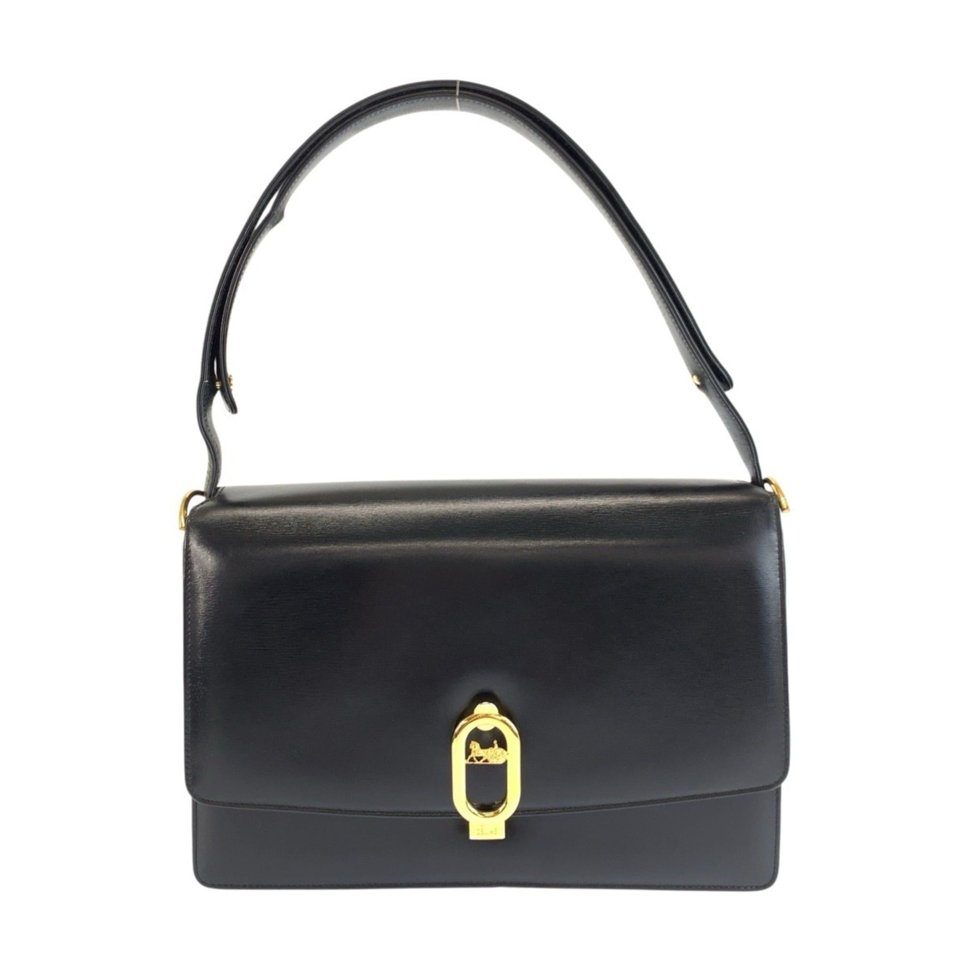 Celine CELINE Vintage Carriage Hardware Black Leather Handbag Shoulder Bag for Women Size ONE SIZE - 1 Thumbnail