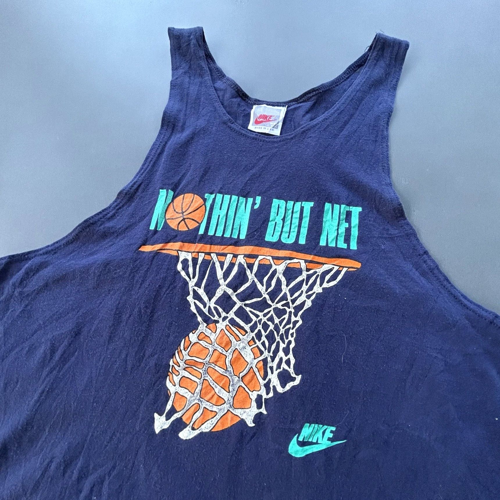 Nike VINTAGE Nike Tank Top Men’s L Blue Nike Just Do It 80s RARE Made USA Basketball Shirt Sleeveless Crew Neck Size US L / EU 52-54 / 3 - 2 Thumbnail