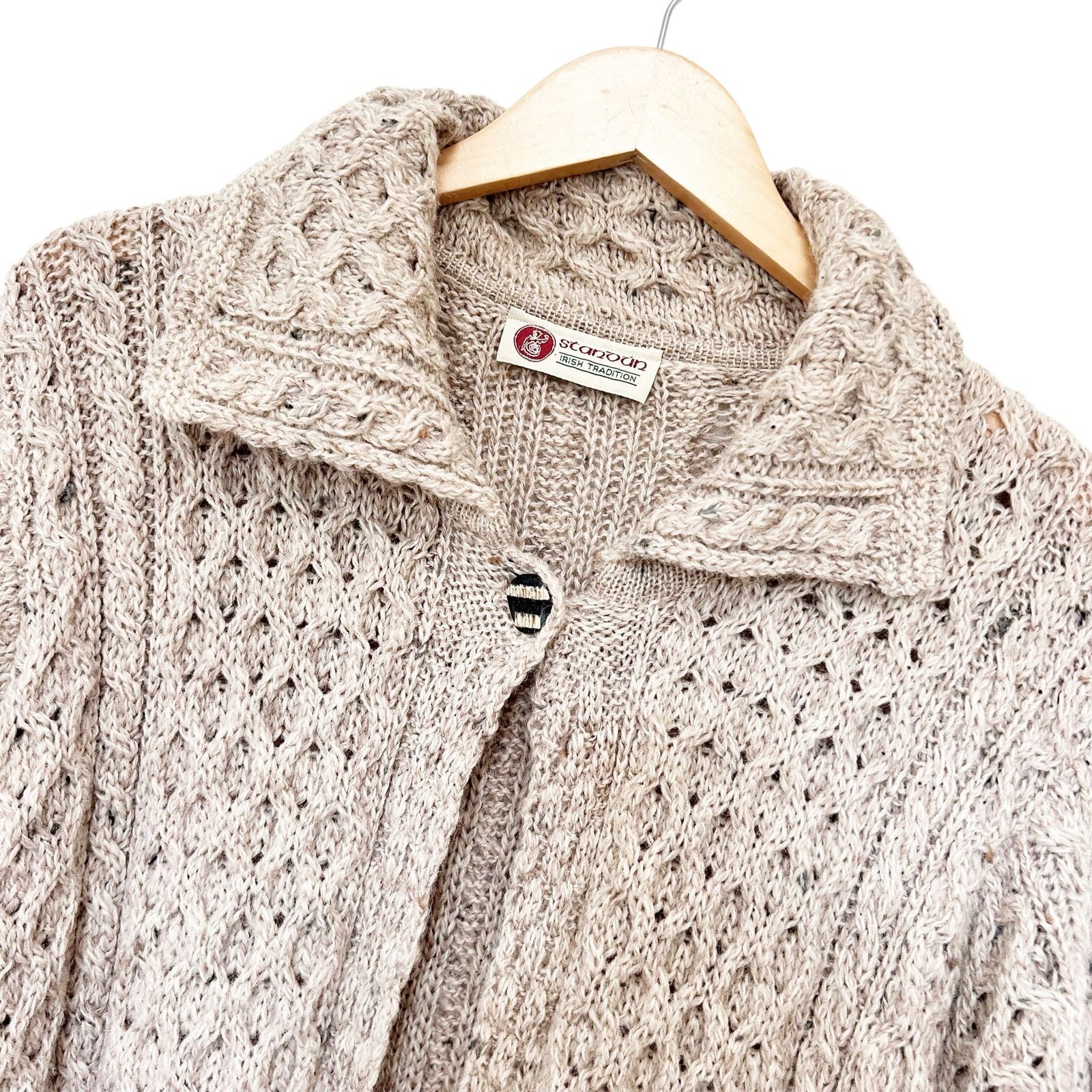 Other Stanoun Tan Merino Wool Made in Ireland Knit Cardigan Sz M Size M / US 6-8 / IT 42-44 - 2 Thumbnail