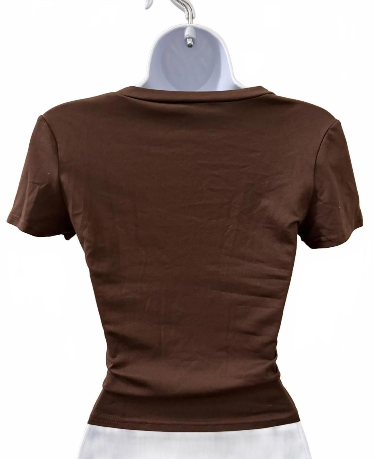 Other V-neck Fitted Shirt in Brown (X-SMALL) Size XS / US 0-2 / IT 36-38 - 2 Thumbnail