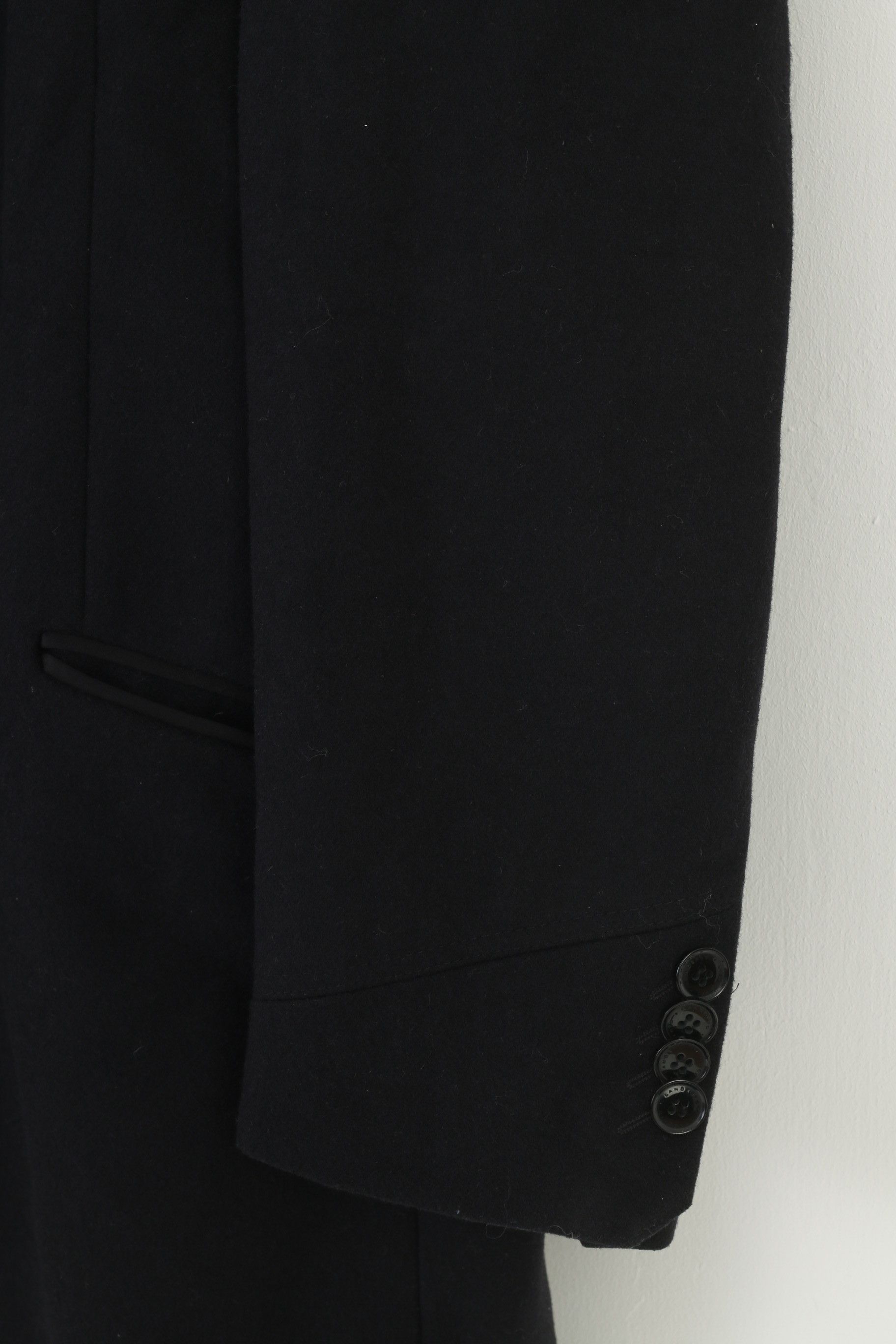 Vintage Lancerto Men 48 58 Blazer Wool Black Breasted 1567 Size 48R - 3 Thumbnail