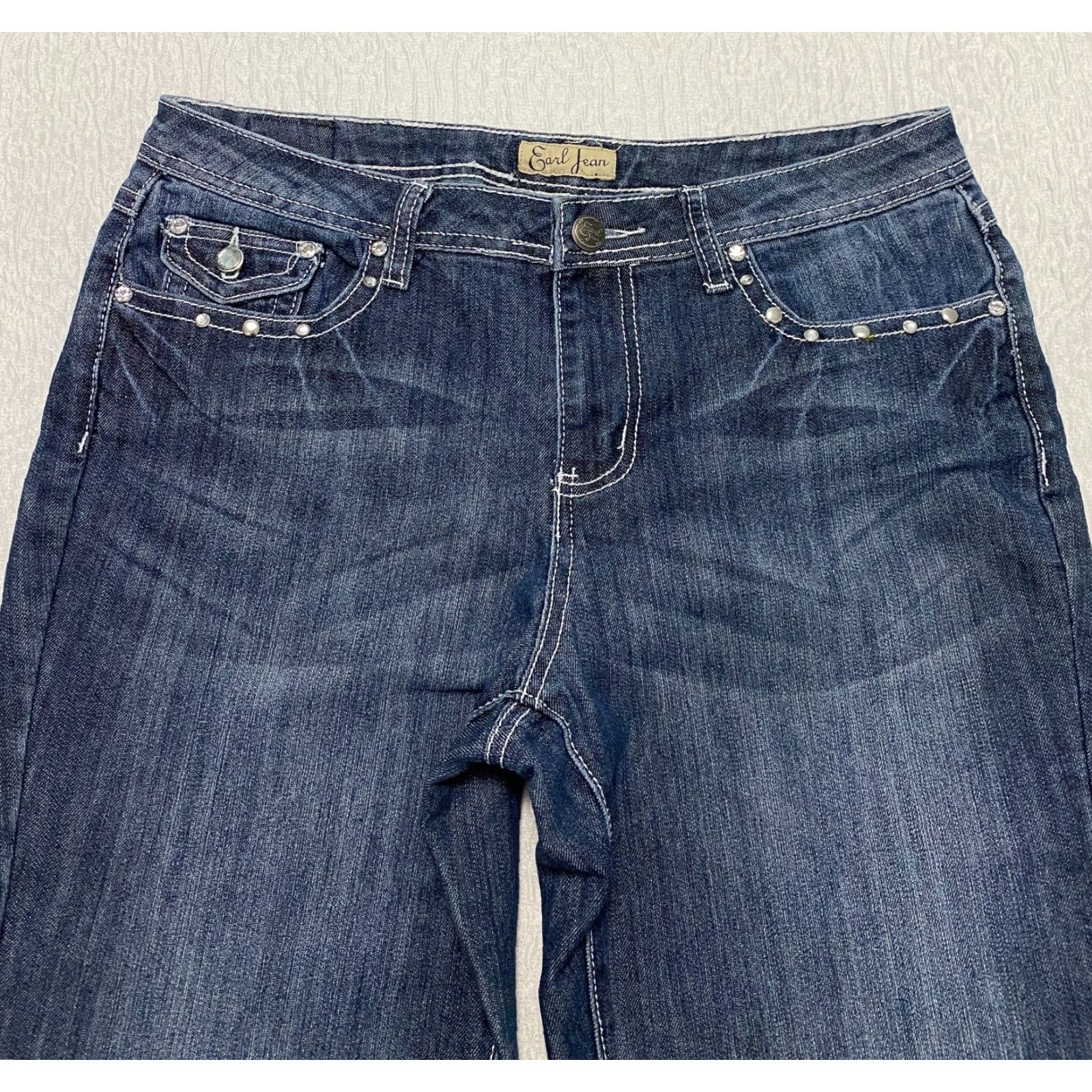 Vintage Earl Jeans Jeans Women's 10 Blue Bootcut Embroidered Bling Rhinestone Pockets Size 32" / US 10 / IT 46 - 5 Thumbnail