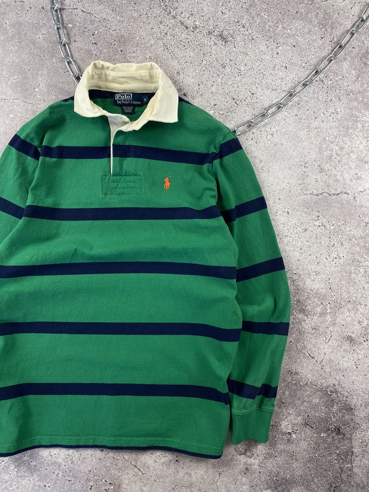 Pre-owned Polo Ralph Lauren X Ralph Lauren Vintage Polo Ralph Laurent Rugby Mini Pony Tee Long Sleeve In Green