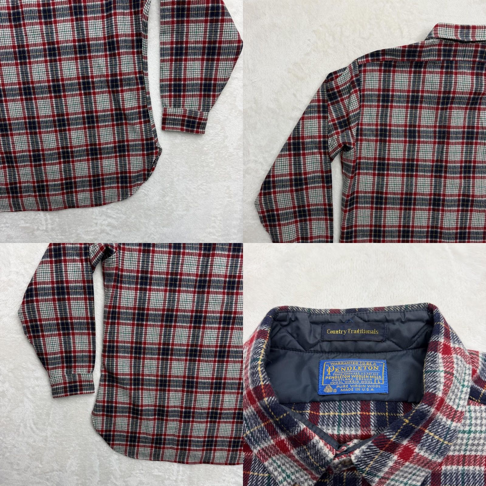 Pendleton VINTAGE Pendleton Flannel Shirt Mens L Button Up Red Plaid Wool Made In USA Size US L / EU 52-54 / 3 - 9 Thumbnail