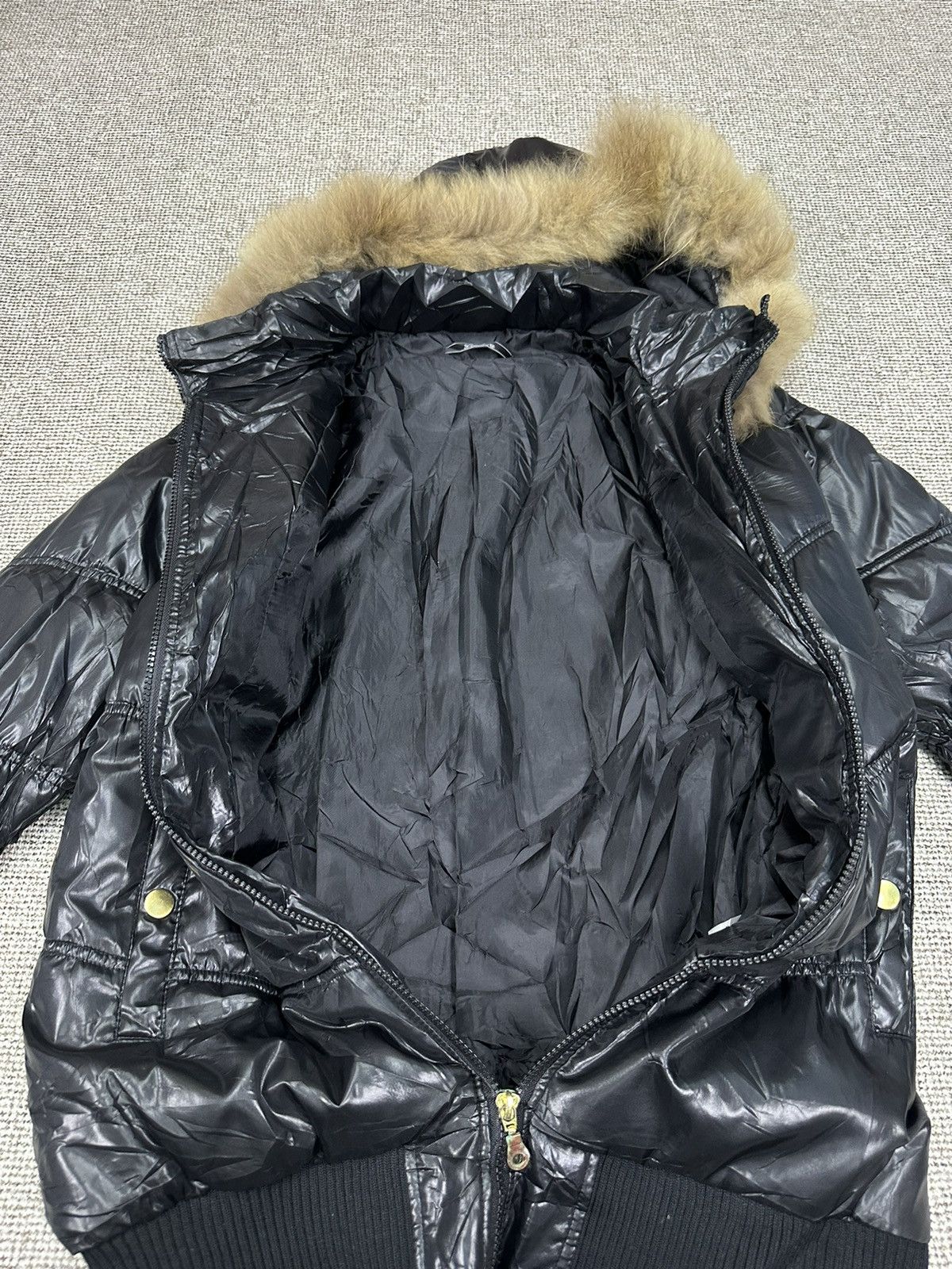 Le Grande Bleu (L.G.B.) Pendora Faux Fur Wax Puffer LGB Style Jacket Z254 Size US L / EU 52-54 / 3 - 7 Thumbnail