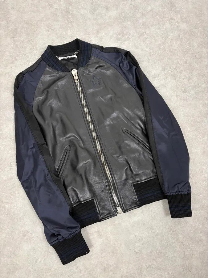 Givenchy SS2017 Givenchy Navy Star Black Leather Bomber Jacket by Riccardo Tisci Size US S / EU 44-46 / 1 - 4 Thumbnail