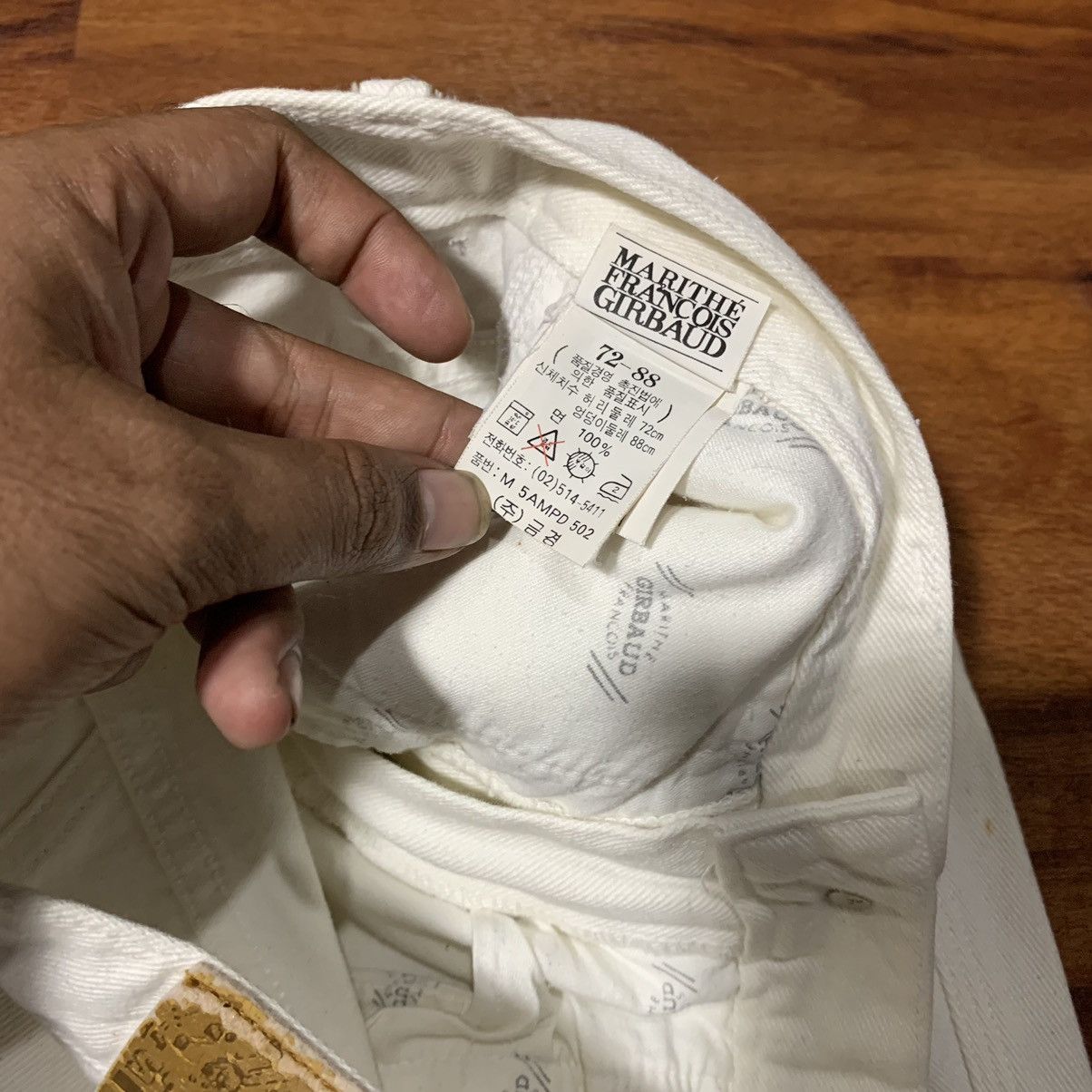 Marithe + Francois Girbaud Marithe Francois Girbaud White Denim Pant Size US 29 - 10 Thumbnail
