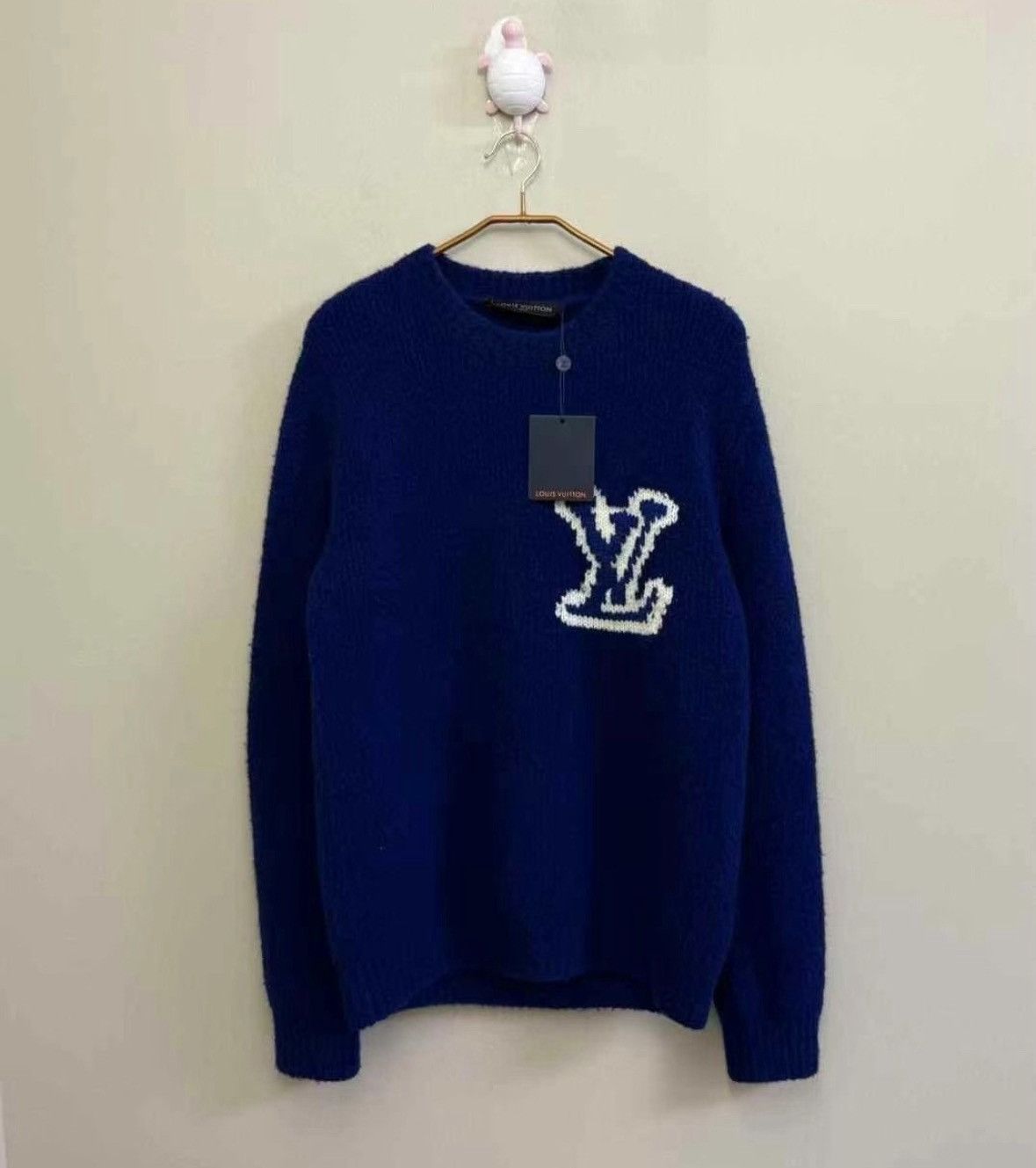 Louis Vuitton Louis Vuitton Navy blue knitted LOGO teddy sweater 2502-Nex Size US M / EU 48-50 / 2 - 1 Thumbnail