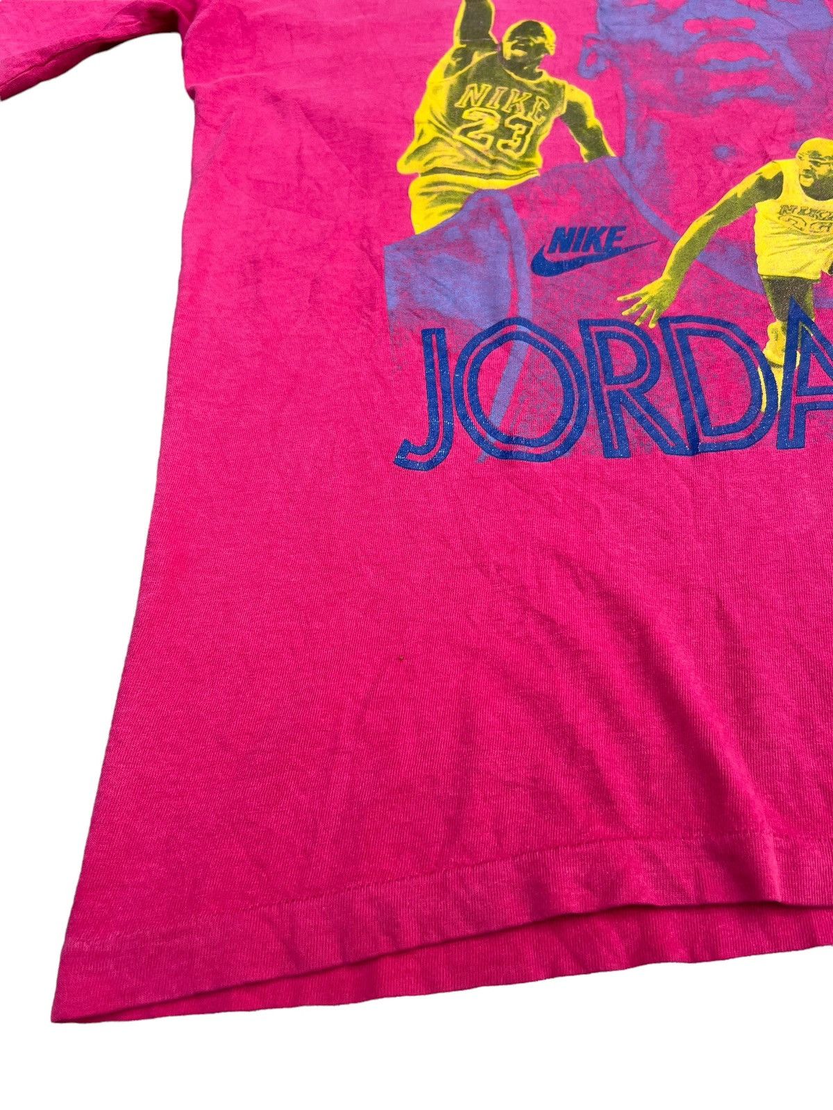 Nike Vintage 90s Nike Grey Tag Jordan Distress Sun Fade Pink tee Size US M / EU 48-50 / 2 - 8 Thumbnail