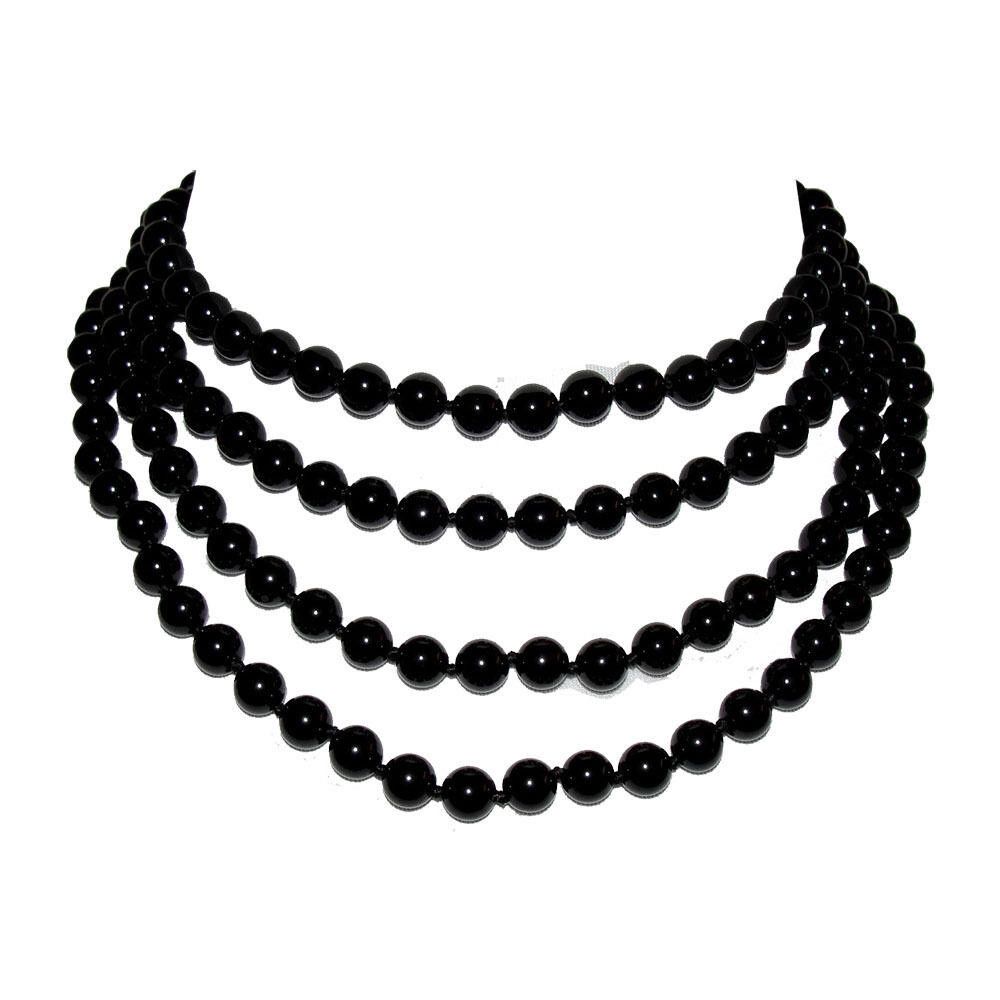 Designer Black Onyx Beaded Flapper Rope Necklace Alberto Juan Size ONE SIZE - 1 Thumbnail