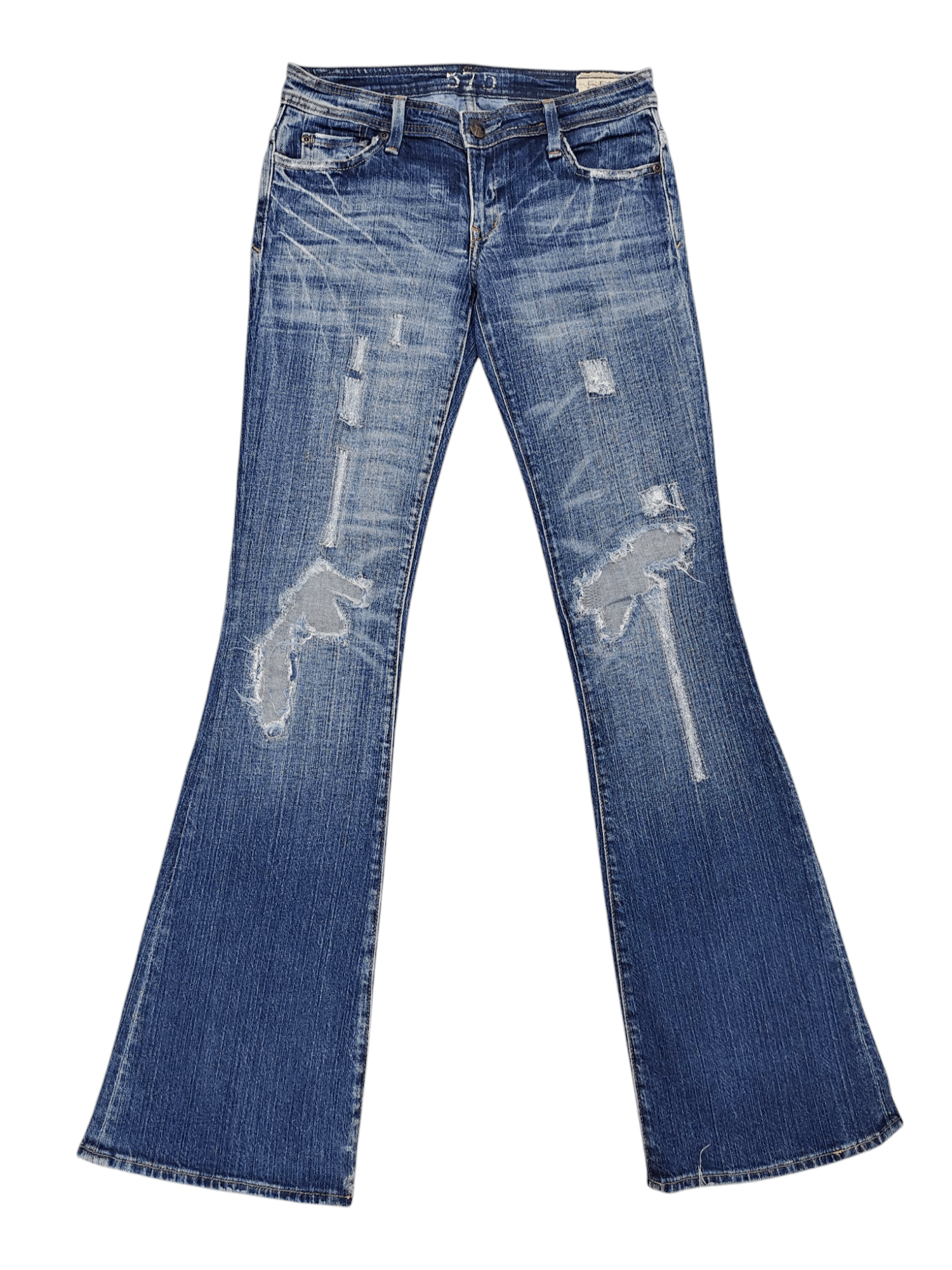 Vtg 575 LA❤️‍🔥Y2k Heavy Distressed Fade Flare Jeans