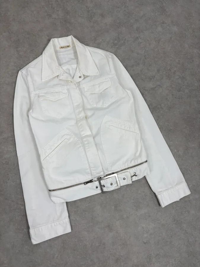 Jean Paul Gaultier 2000s Jean Paul Gaultier White Belted Denim Jacket Size M / US 6-8 / IT 42-44 - 4 Thumbnail