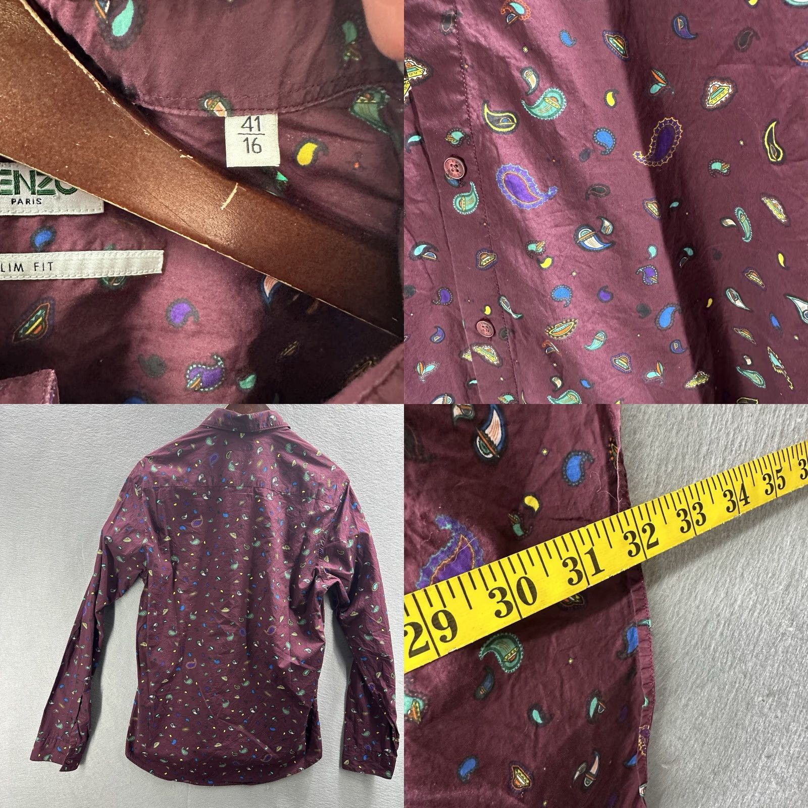 Kenzo KENZO Paris Shirt Mens 16 Blue Paisley Button-Up Slim Fit Long Sleeve Preppy Size US L / EU 52-54 / 3 - 8 Thumbnail