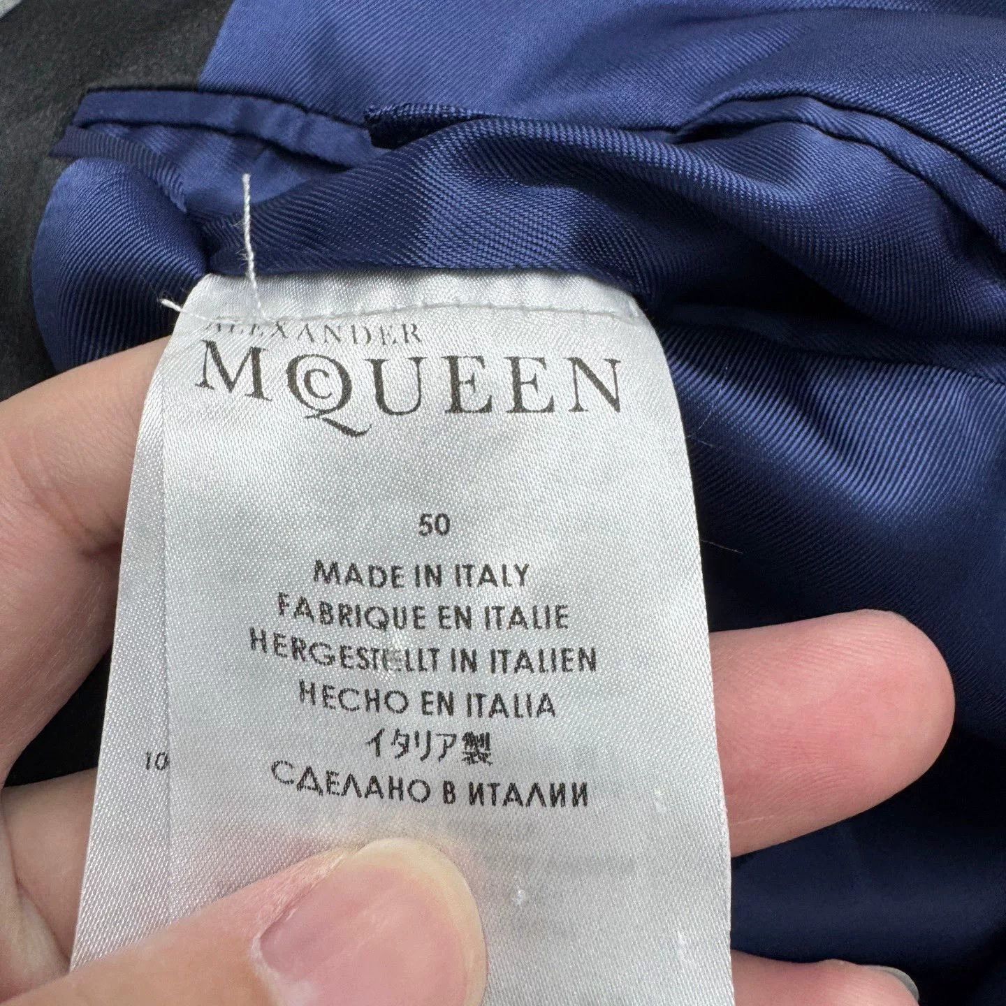 Alexander McQueen blue patchwork suit jacket by alexander mcqueen. Size US XL / EU 56 / 4 - 4 Thumbnail
