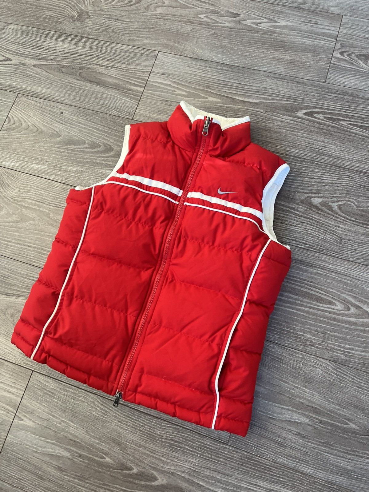 Nike × Vintage ‼️Vintage Knit Swoosh Logo Puffer Reversible Vest‼️ Size S / US 4 / IT 40 - 10 Thumbnail