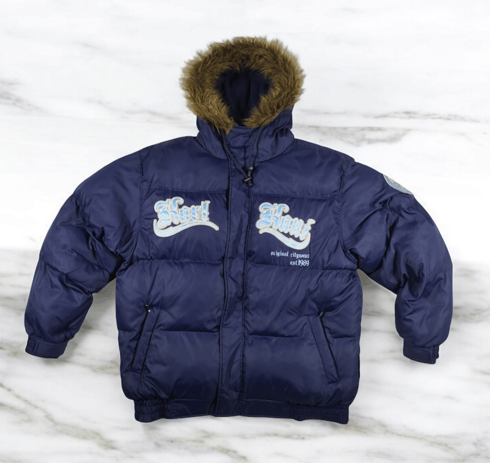 Karl Kani Men's Bomber Jacket Vintage 90s NaviBlue Nylon