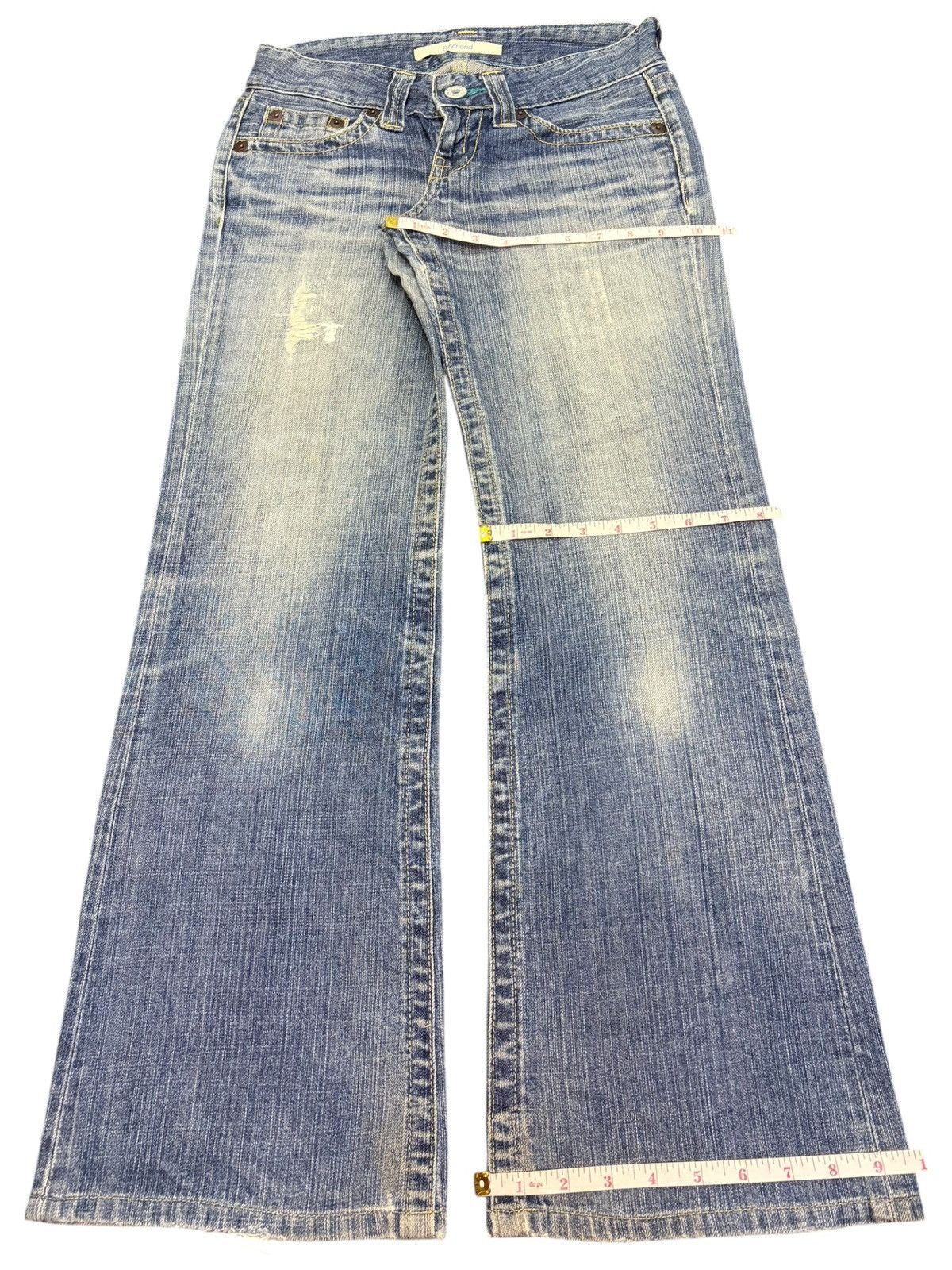 Uniqlo Vintage Japanese Uniqlo Distress Low Rise Flare Jeans Size 28" / US 6 / IT 42 - 8 Thumbnail