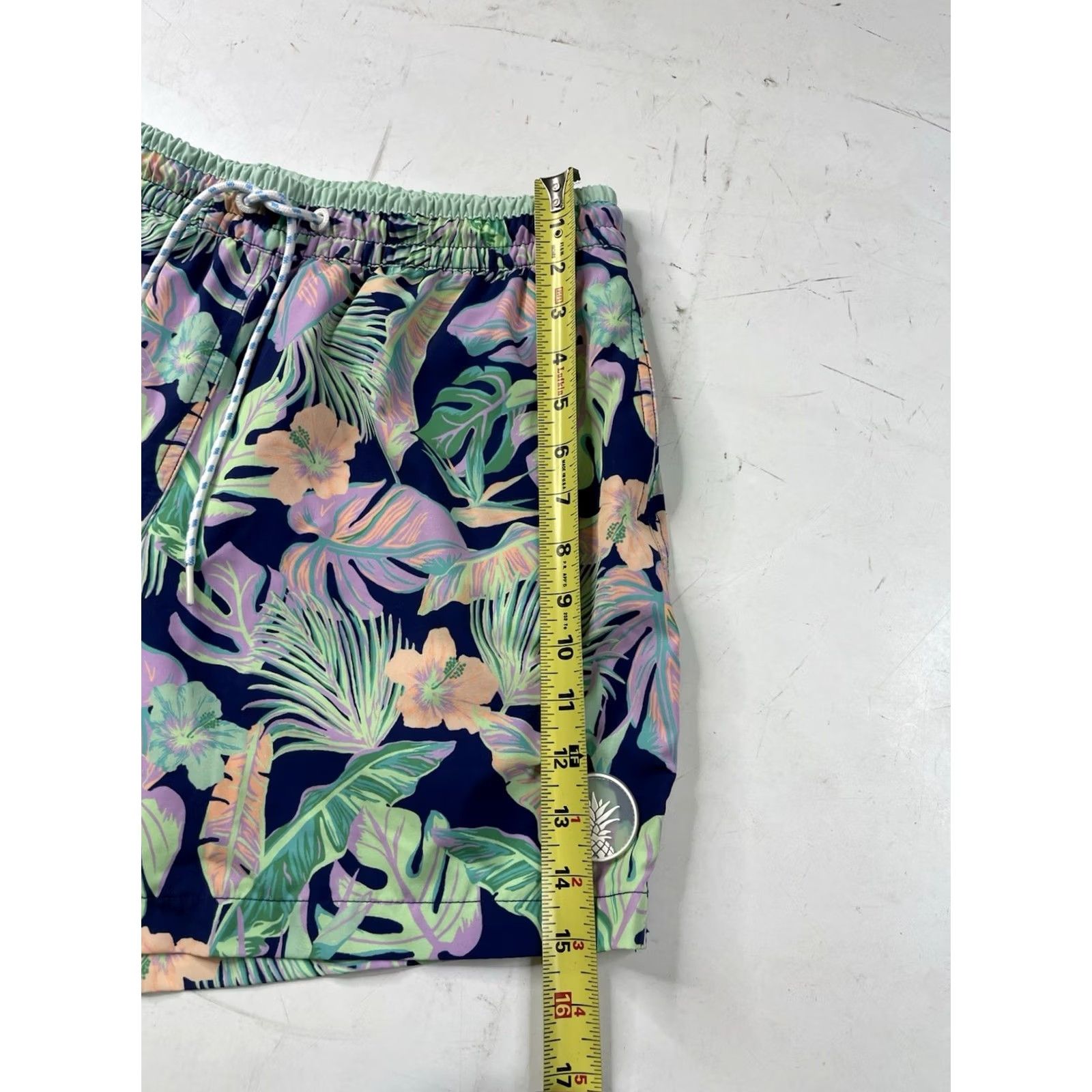 Chubbies Chubbies Mens Tropical Floral Swim Trunks Navy Mint Large Size US 33 - 2 Thumbnail