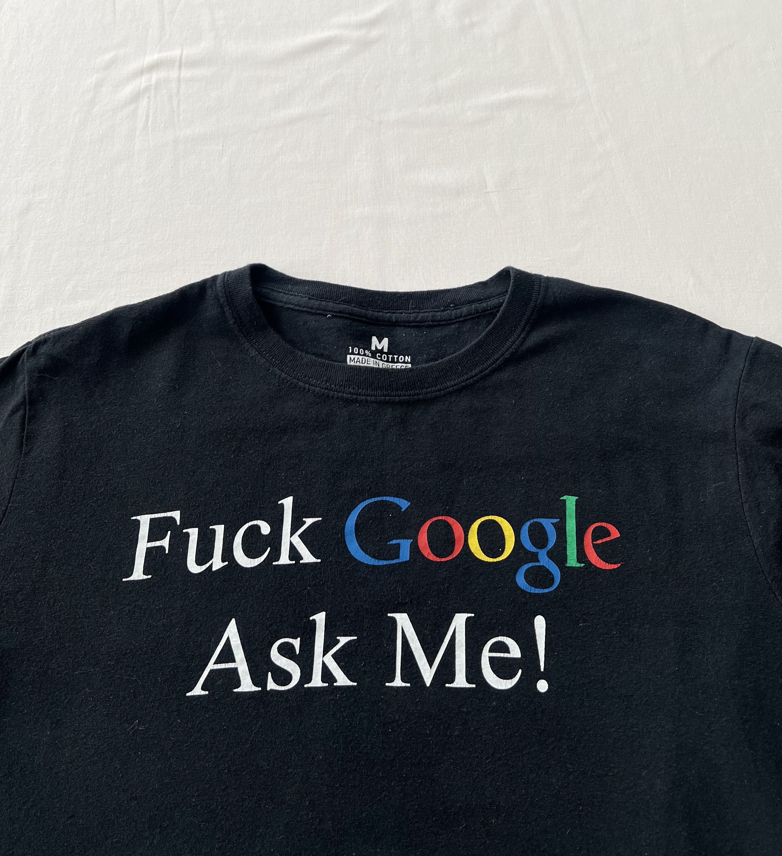 Vintage Vintage 2000s Fuck Google Ask Me! Humor Black T-shirt Size US M / EU 48-50 / 2 - 3 Thumbnail