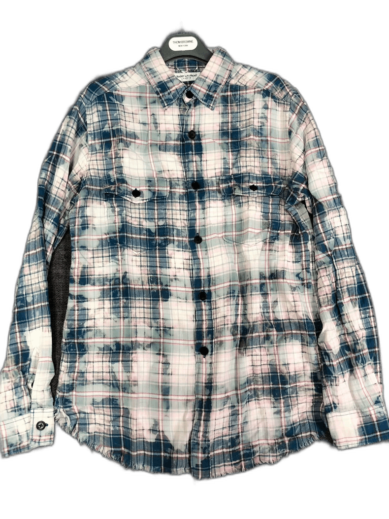Saint Laurent Paris saint laurent distressed plaid button-up shirt Size US M / EU 48-50 / 2 - 1 Thumbnail