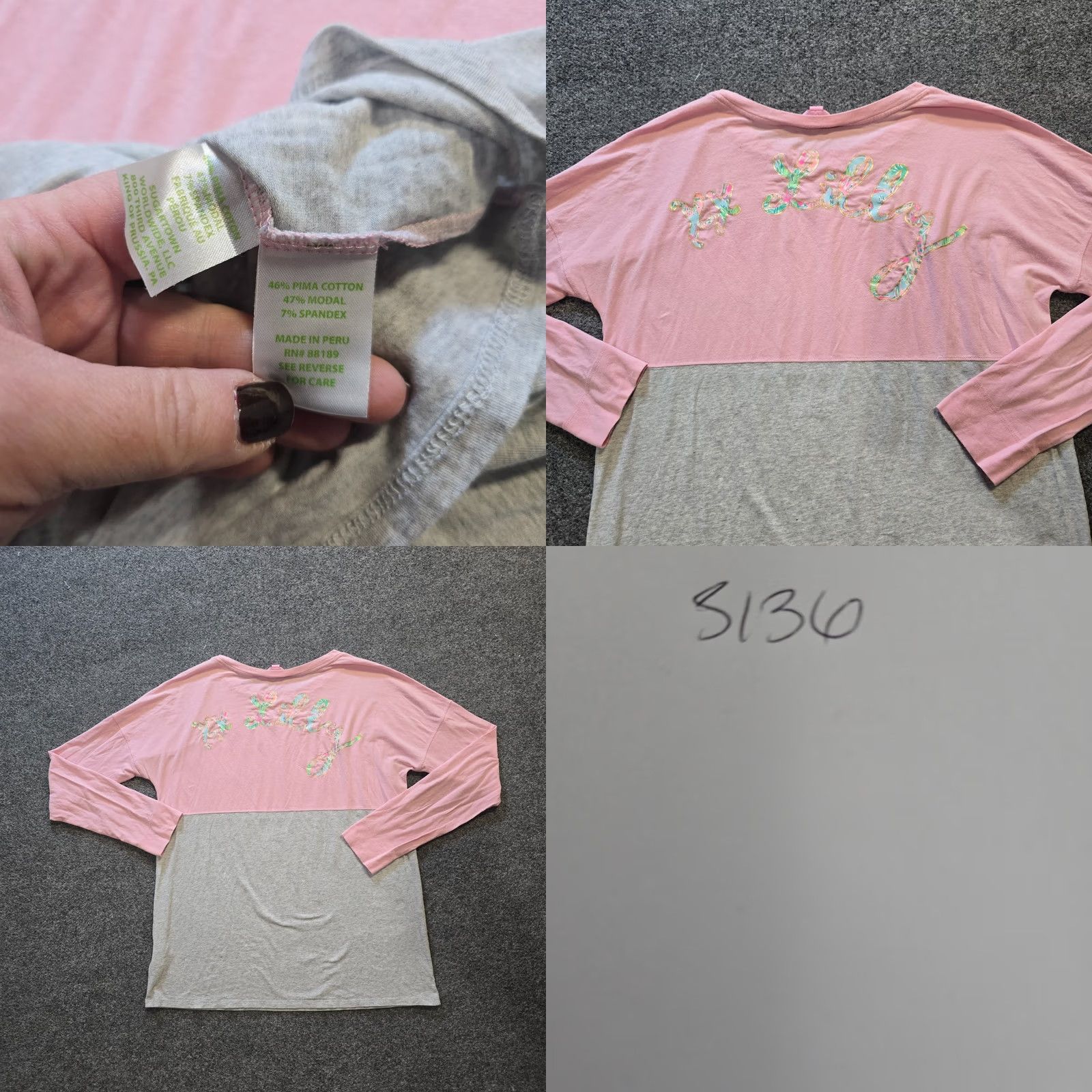 Lilly Pulitzer Lilly Pulitzer Top Womens Size Small Pink Gray Long Sleeve Logo Crew Neck Casual Size S / US 4 / IT 40 - 8 Thumbnail