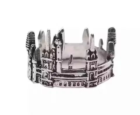 Jewelry City Castle Ring Modern Architecture Goth Jewelry Chrome Size ONE SIZE - 3 Thumbnail