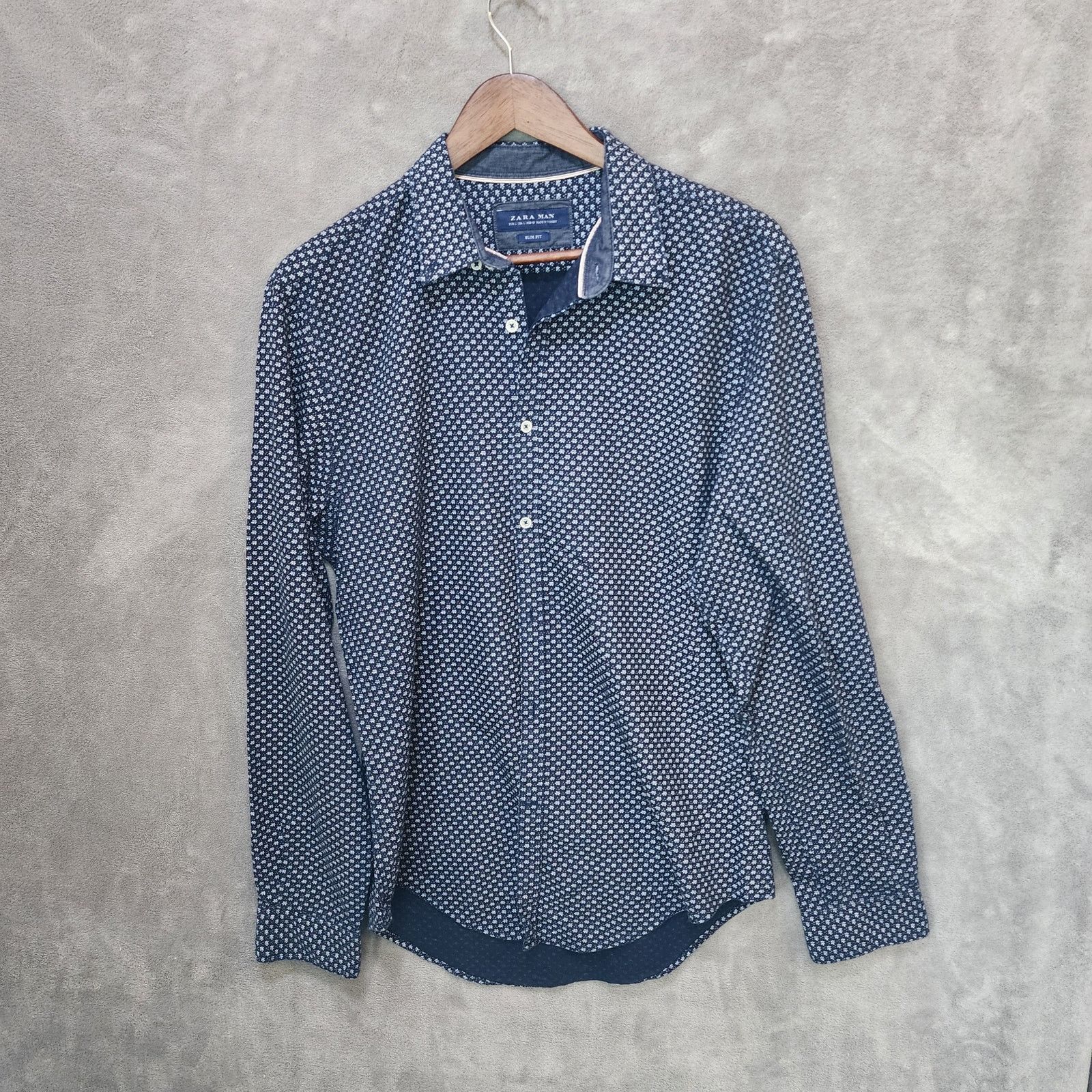 Zara Zara Man Slim Fit Dark Gray Long Sleeve Shirt Size US L / EU 52-54 / 3 - 1 Thumbnail