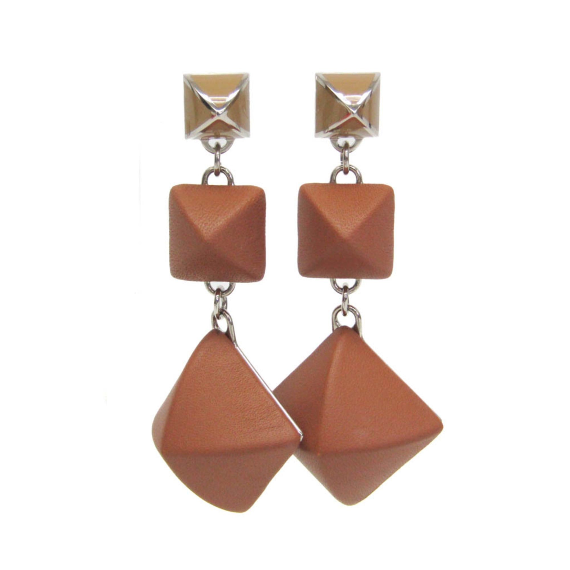 Hermes Hermes Medor Gaine GM Leather,Metal Stud Earrings Brown Size ONE SIZE - 1 Thumbnail