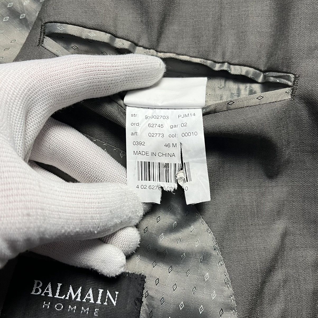 Balmain × Pierre Balmain × Vintage Vintage Balmain Homme Grey Wool Blazer Jacket Designer Size 46R - 8 Thumbnail