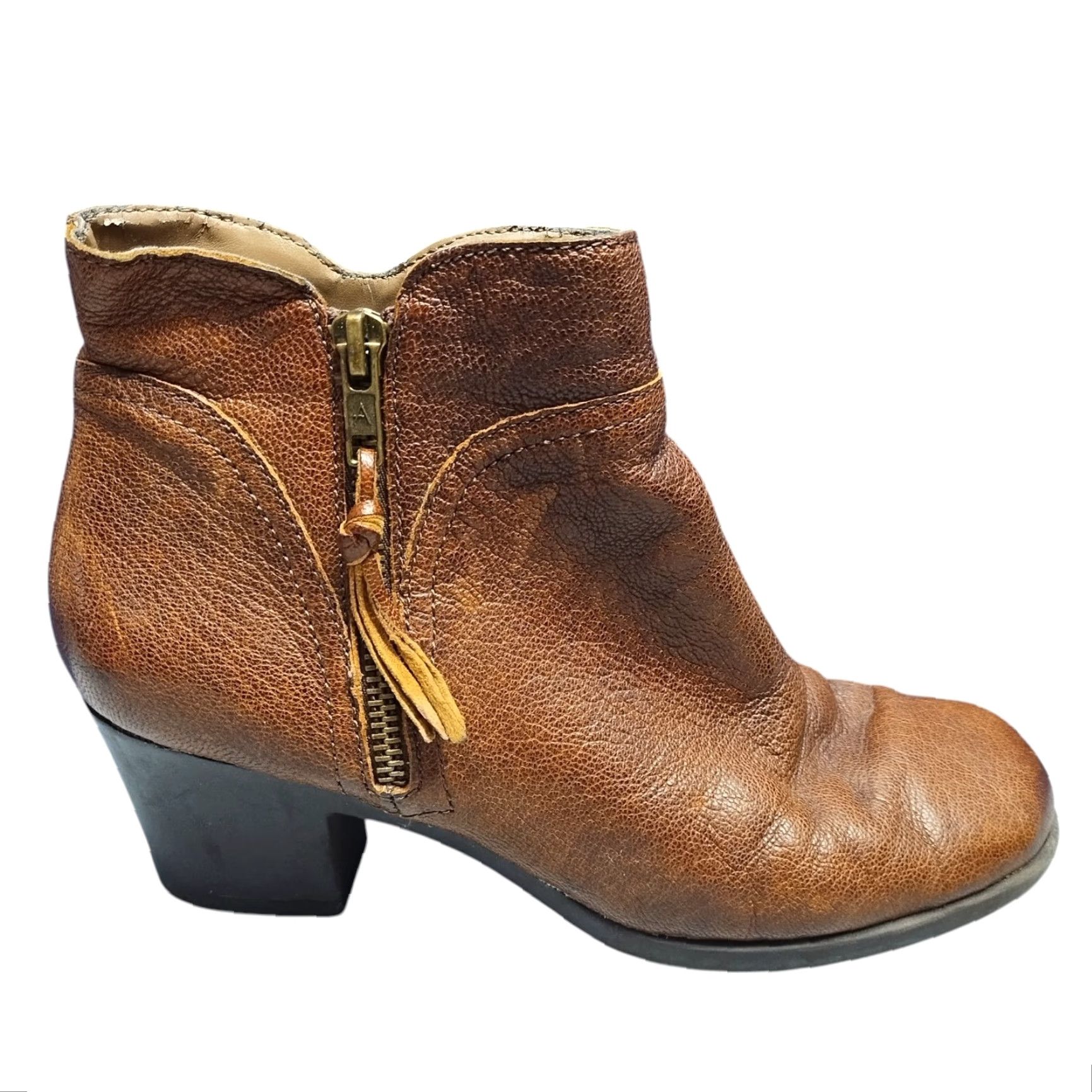 Vintage Acrobatic Ankle Boots Womens 7M Brown Leather Round Toe Block Heels Side Zip Size US 7 / IT 37 - 2 Thumbnail
