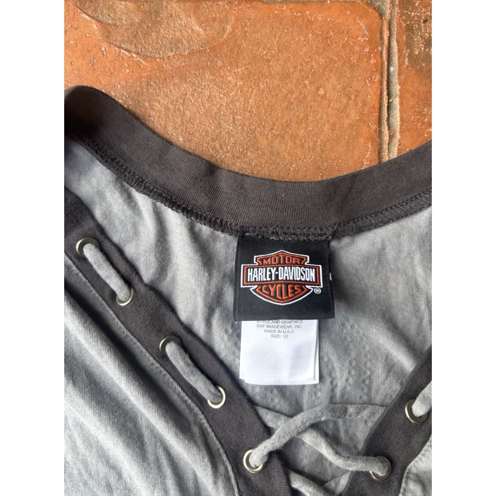 Harley Davidson VINTAGE Harley-Davidson Tank Top Sleeveless T-Shirt Women's 1X Gray Logo Rhinestone Size XL / US 12-14 / IT 48-50 - 3 Thumbnail