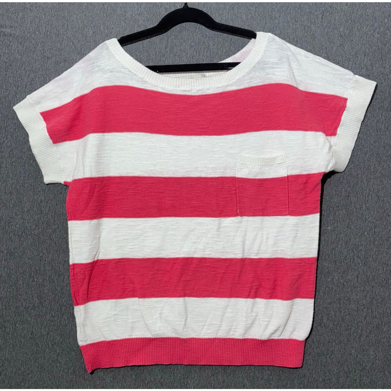 Ann Taylor ANN TAYLOR LOFT | Women's Striped Short Sleeve Top | Large Size L / US 10 / IT 46 - 1 Thumbnail