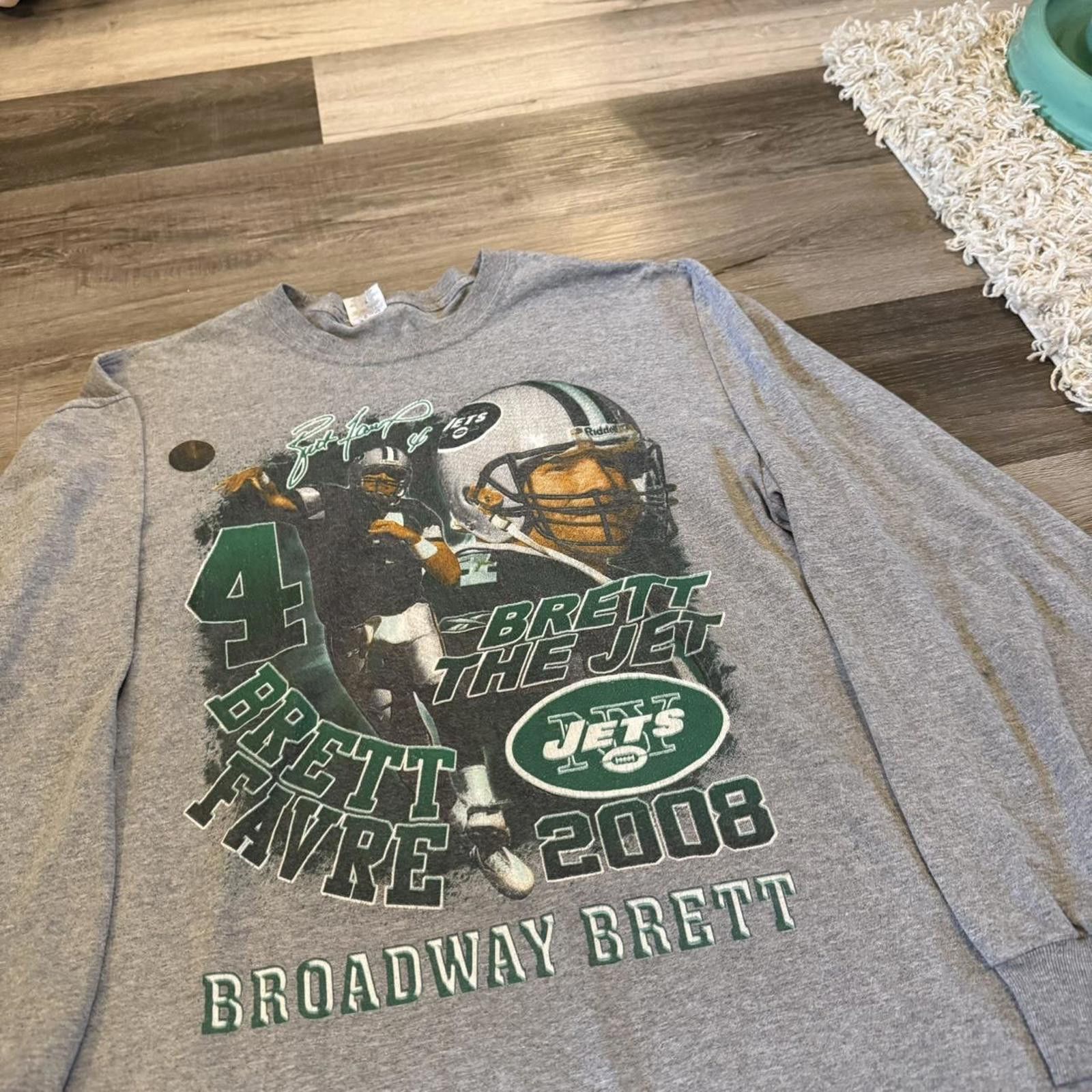 Jerzees vintage Brett Farve New York jets long sleeve t shirt 2008 Size US XL / EU 56 / 4 - 1 Thumbnail