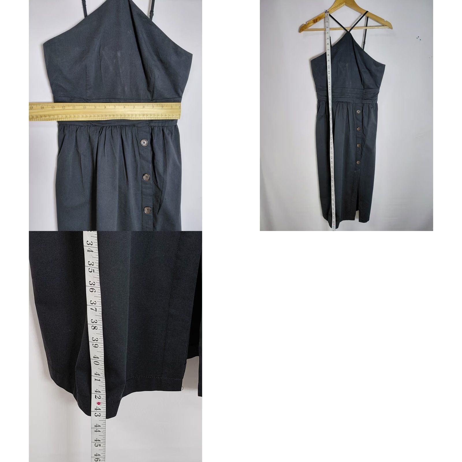 Banana Republic BANANA REPUBLIC Linen Blend Cotton Blend Dress Black Solid Woven Midi Size 0 Size XS / US 0-2 / IT 36-38 - 8 Thumbnail