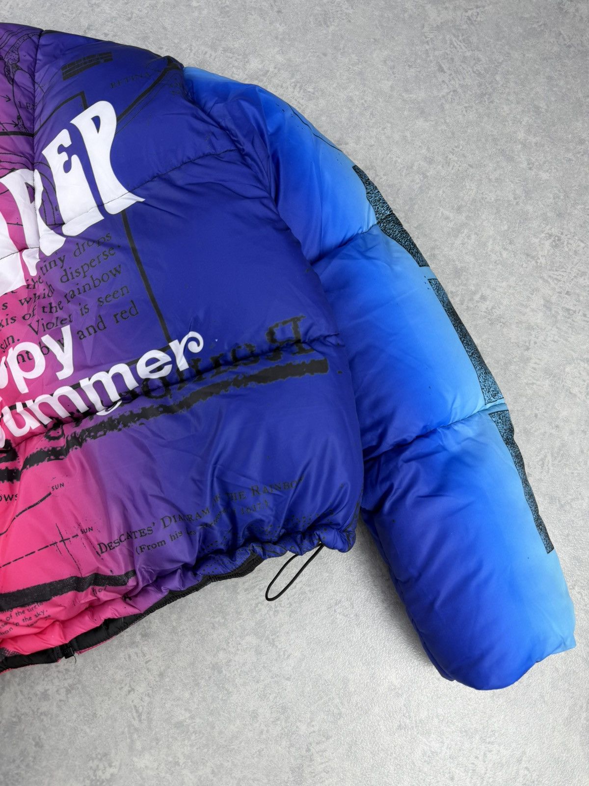 MSFTSrep Trippy Summer Rainbow Puffer Jacket Size L