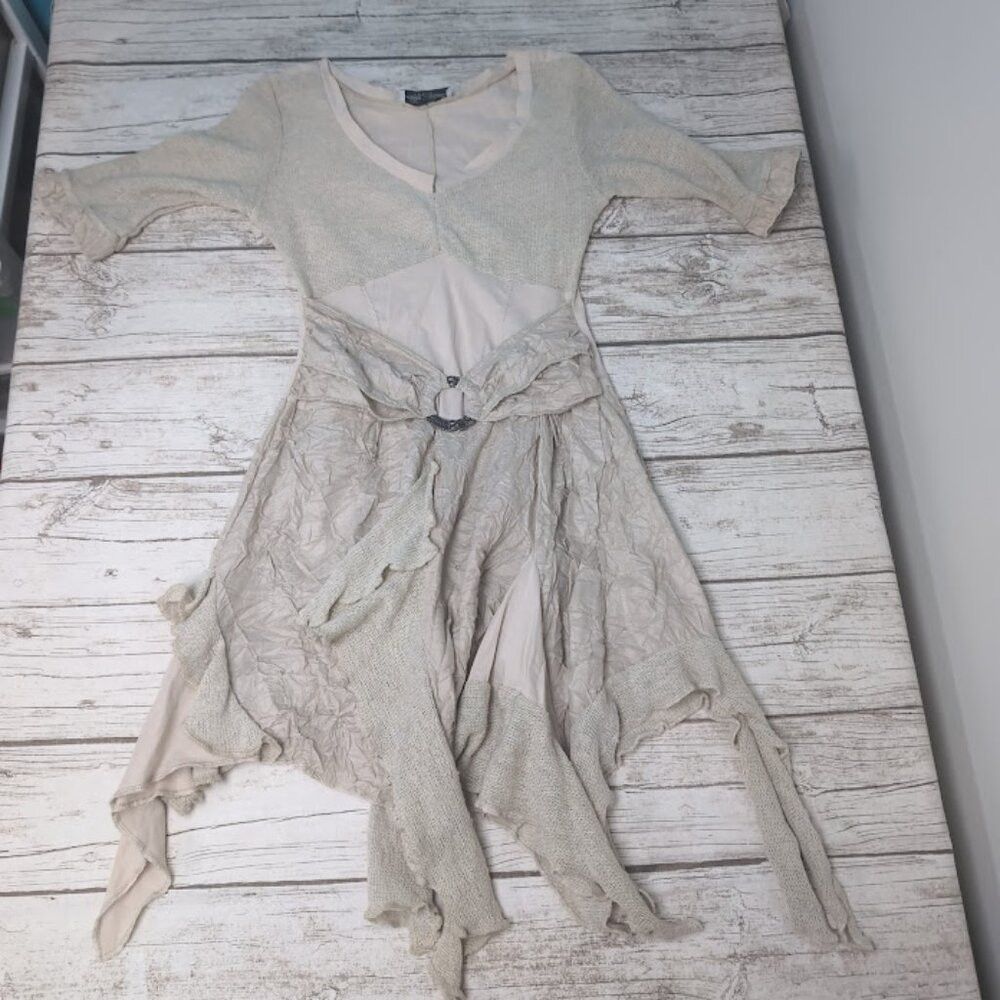 Other Zone Bleue Beige Textured Boho Midi Dress Size ONE SIZE - 1 Thumbnail
