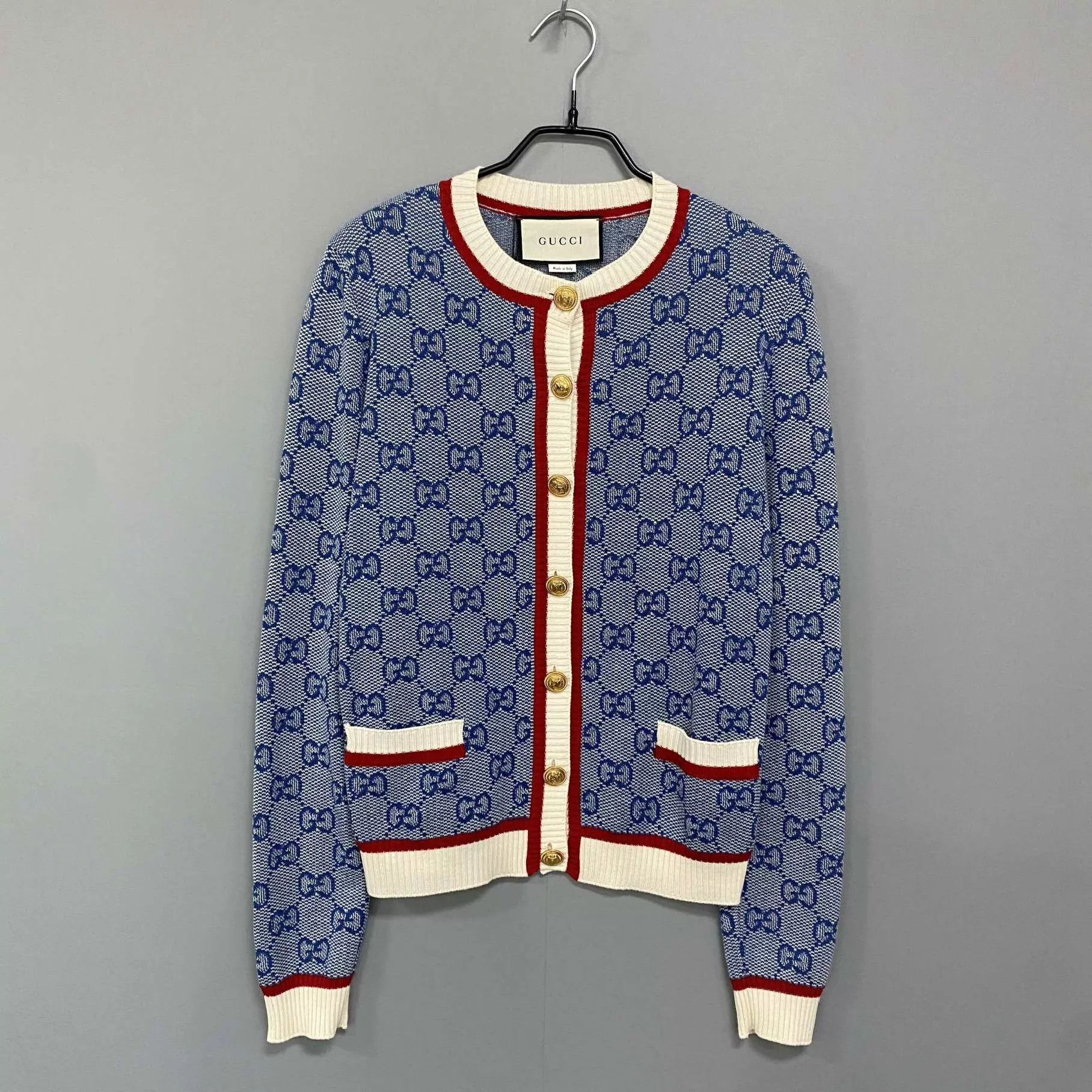 Gucci GUCCI Mist Blue Gold Button Cardigan S Size S / US 4 / IT 40 - 1 Thumbnail