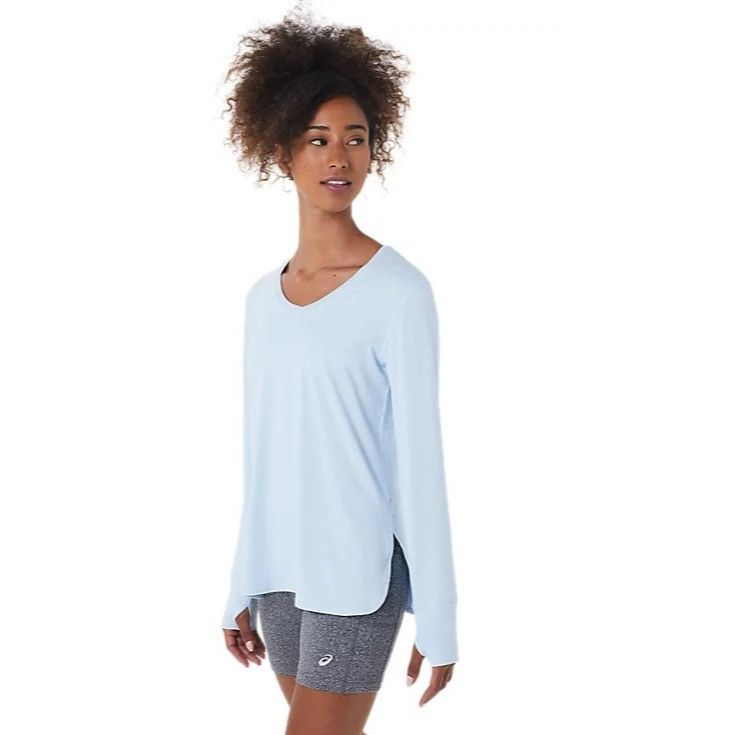 Asics ASICS Women's Long Sleeve Heather Top, Soft Sky Heather, Sz Size L / US 10 / IT 46 - 2 Thumbnail