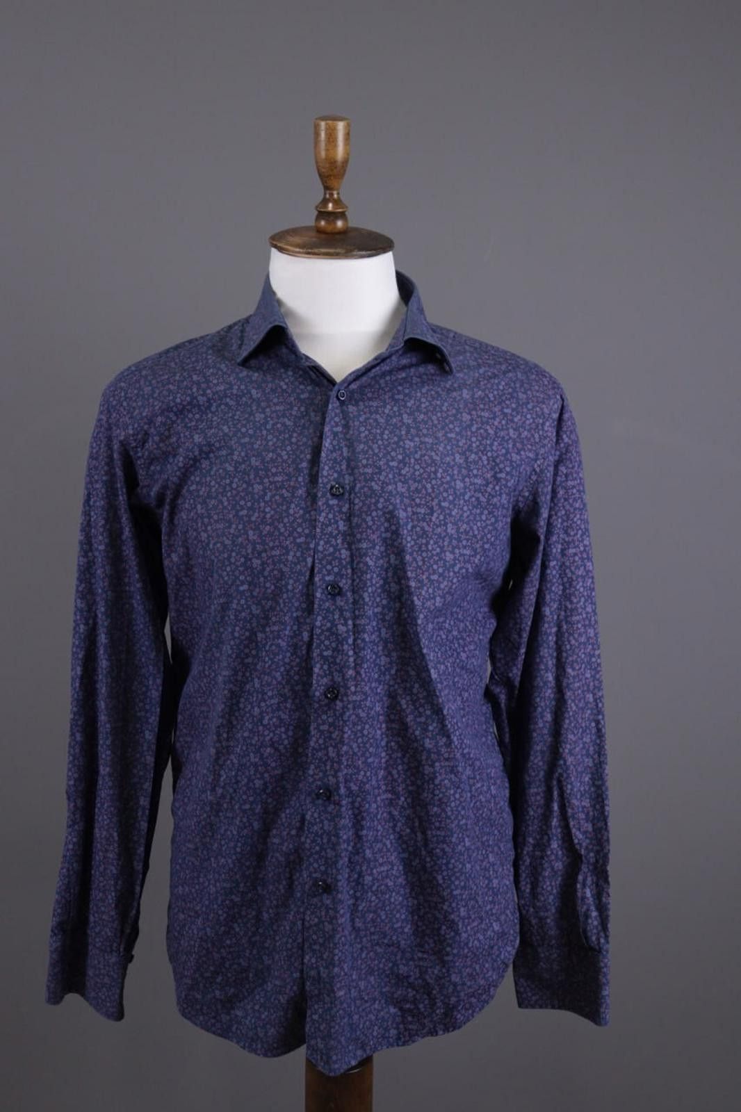 Designer Camiceria Partenopea Blue Floral Dress Shirt Size L Size US L / EU 52-54 / 3 - 1 Thumbnail