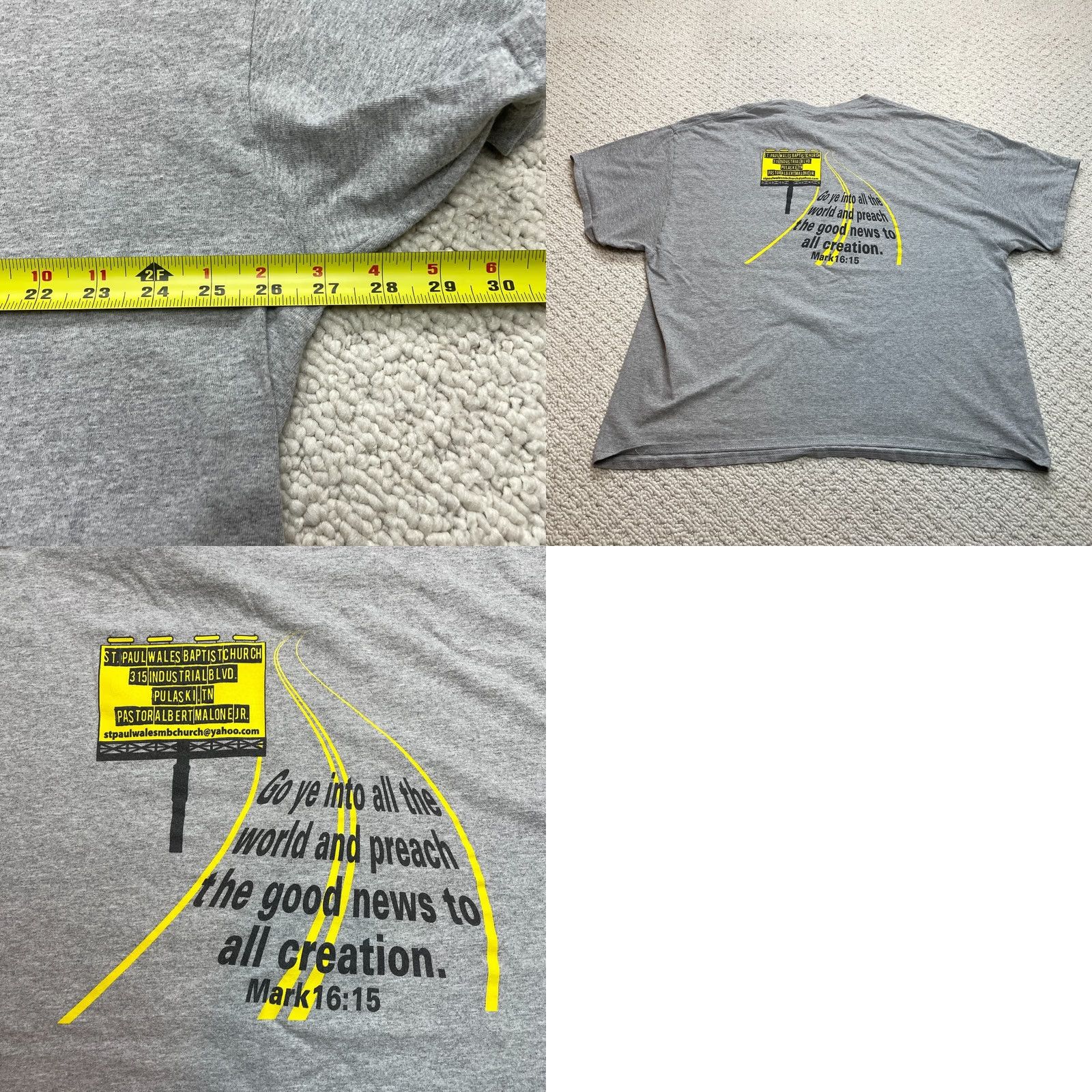 Gildan Gildan Heavy Cotton Shirt Mens 3XL Gray Talkin Gospel to the Streets Logo T-Shirt Short Sleeve Crew Neck Jersey Cotton Vintage No Size US XXL / EU 58 / 5 - 8 Thumbnail