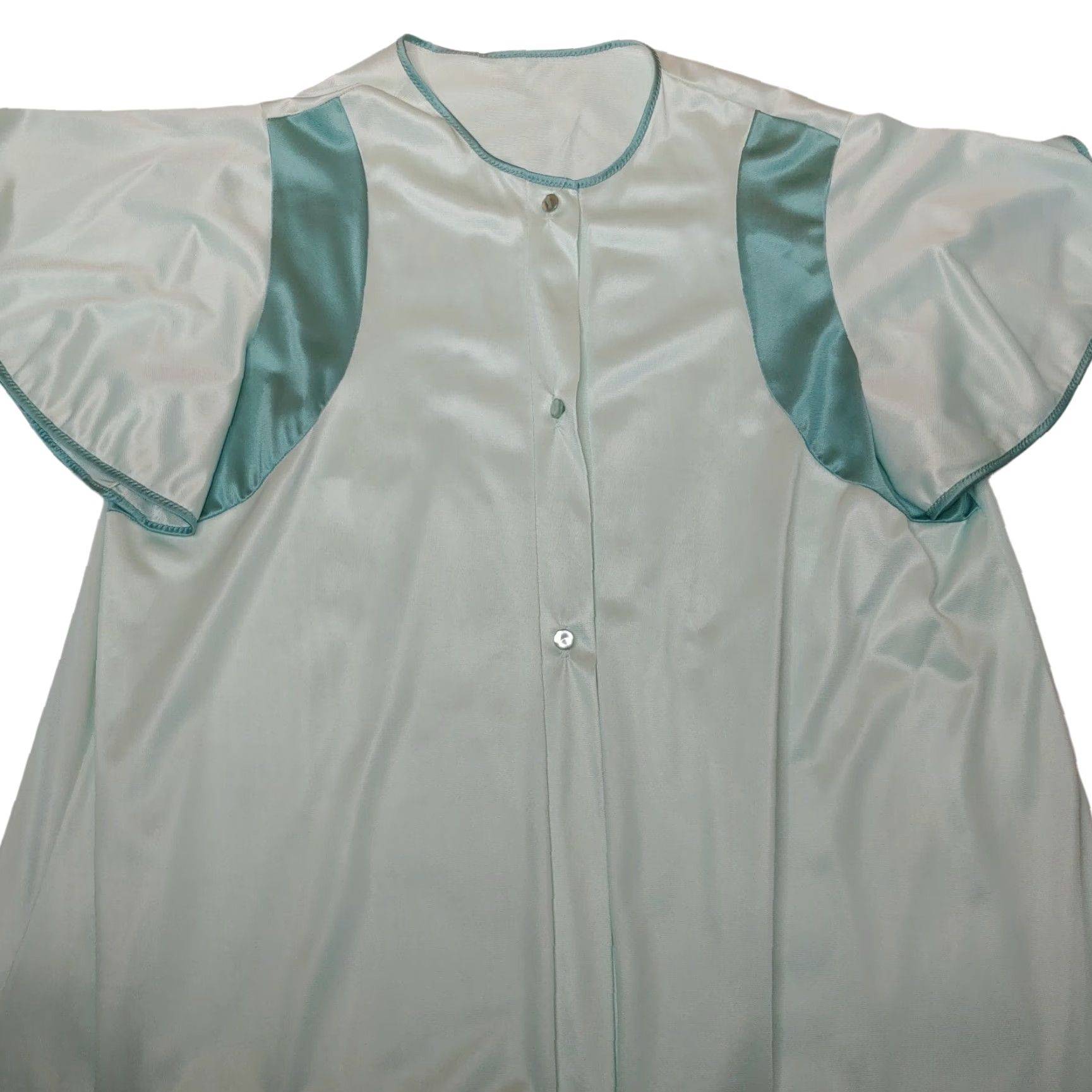 Vintage VINTAGE Pinehurst Lingerie Nightgown Womens M Mint Green Nylon 3-Button Flutter 46" Chest 41" Length Eveningwear Size ONE SIZE - 2 Thumbnail